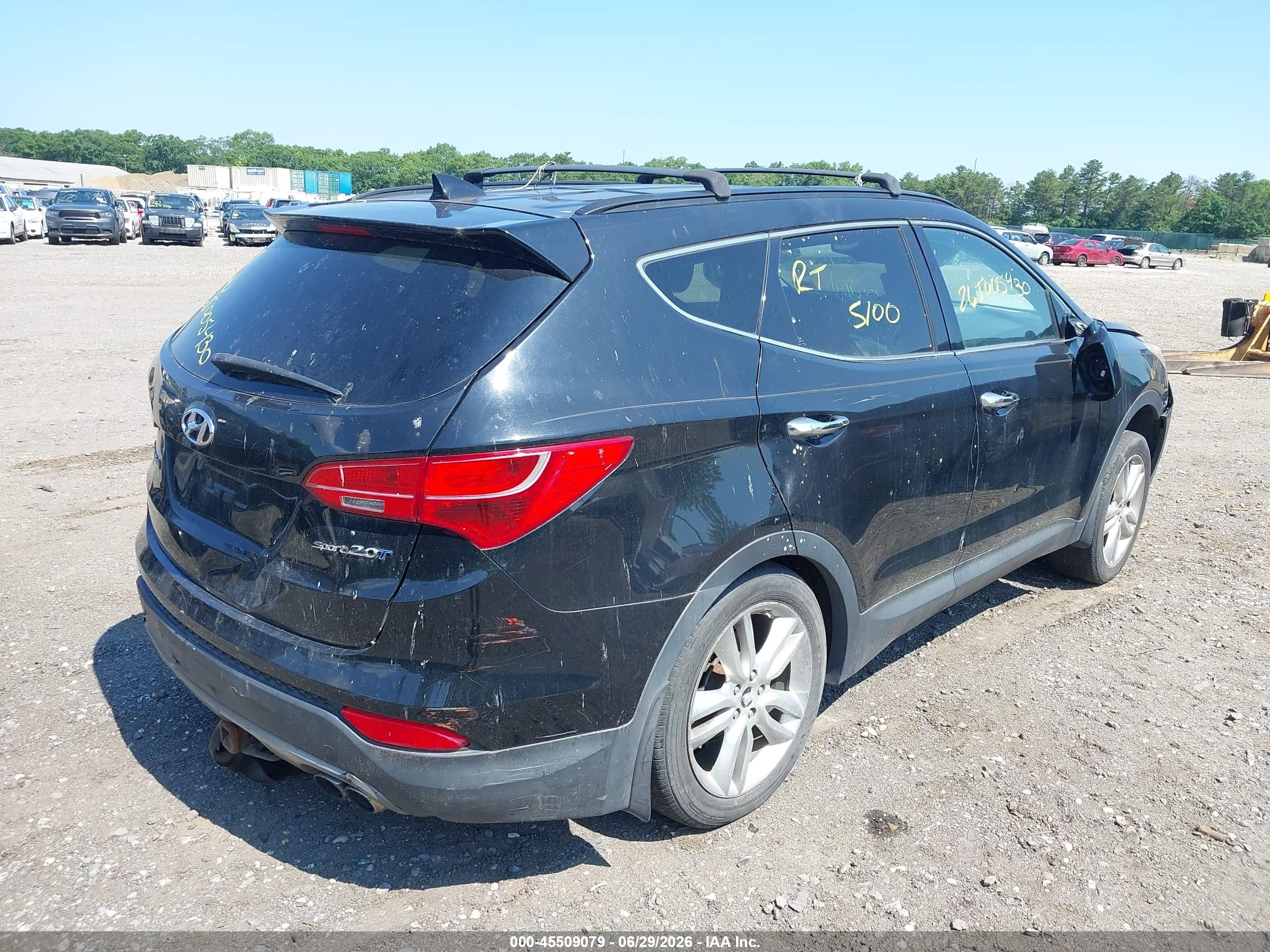 2013 Hyundai Santa Fe Sport 2.0t Black vin: 5XYZU3LA3DG088348