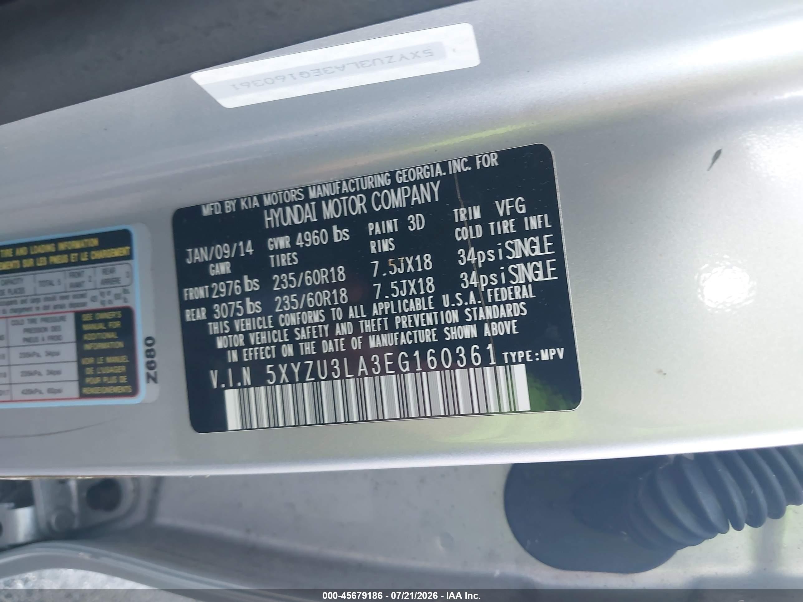 2014 Hyundai Santa Fe Sport 2.0l Turbo Silver vin: 5XYZU3LA3EG160361