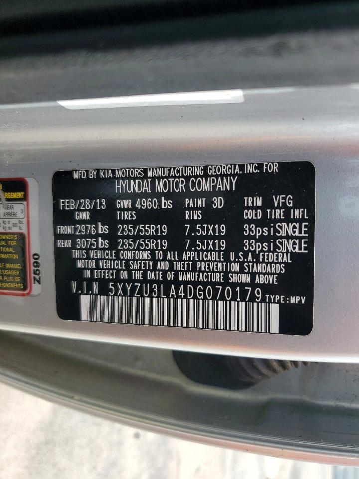 2013 Hyundai Santa Fe Sport 2.0t Silver vin: 5XYZU3LA4DG070179