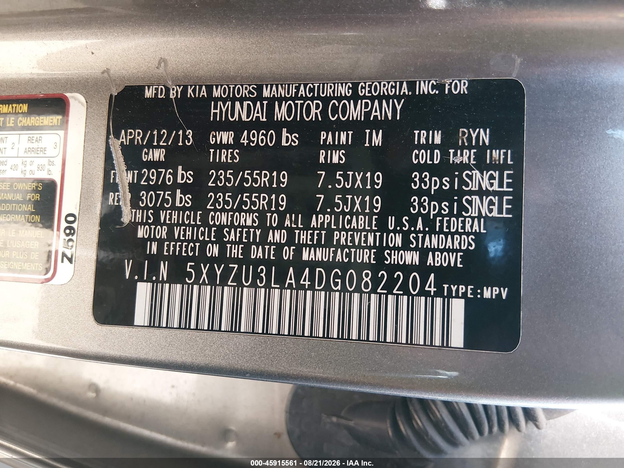 2013 Hyundai Santa Fe Sport 2.0t Silver vin: 5XYZU3LA4DG082204