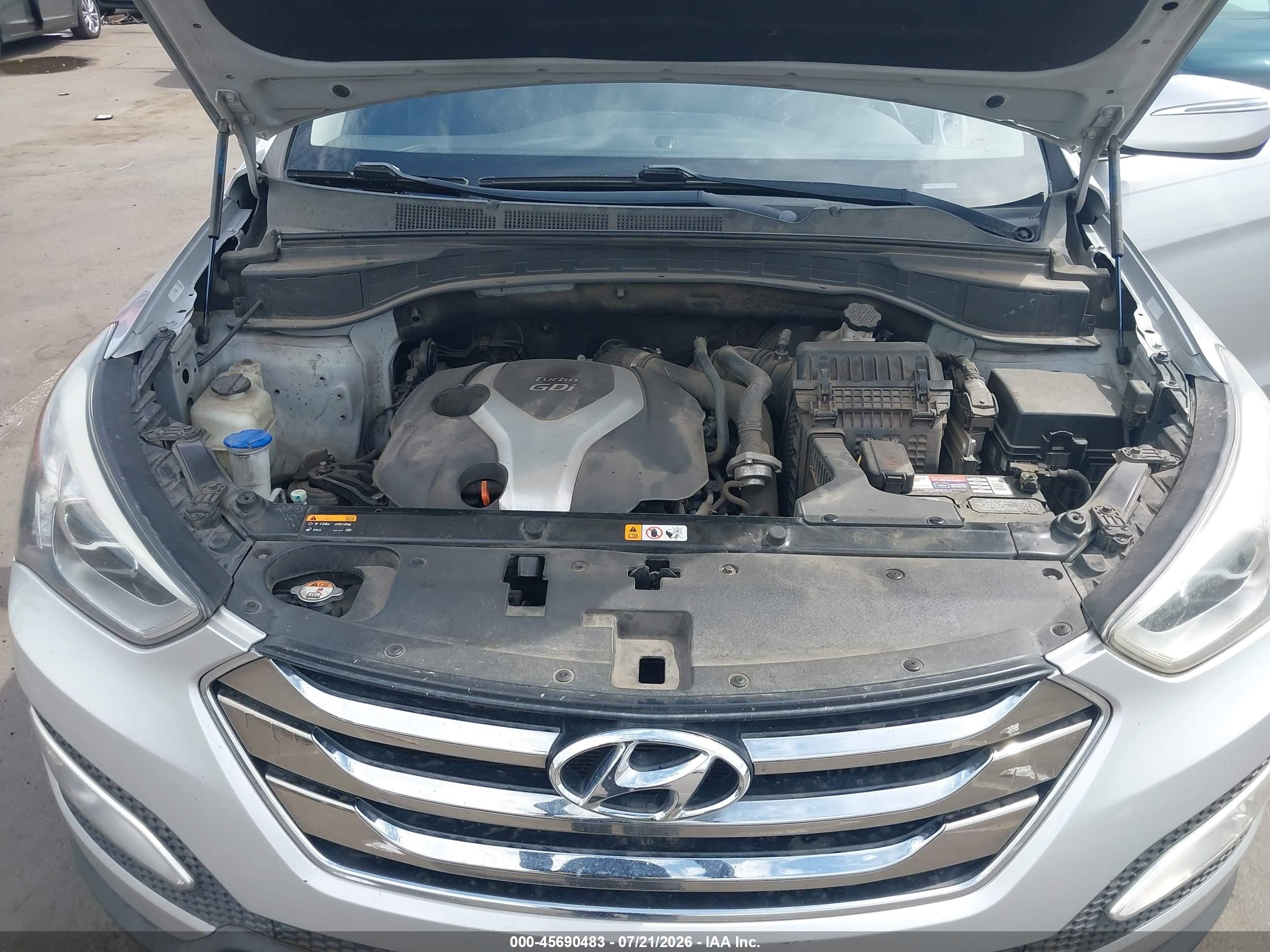 2013 Hyundai Santa Fe Sport 2.0t Silver vin: 5XYZU3LA4DG103777