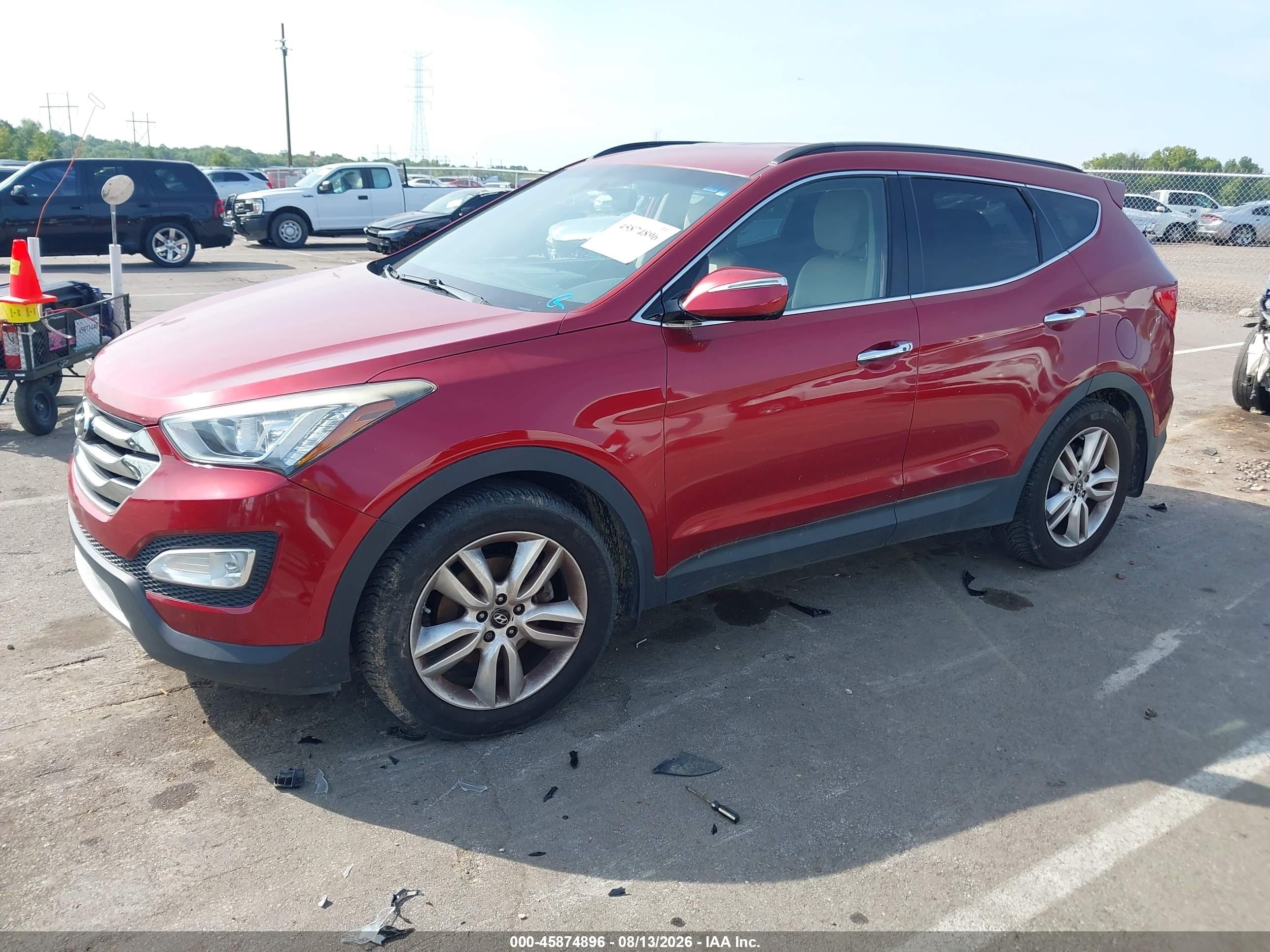 2013 Hyundai Santa Fe Sport 2.0t Red vin: 5XYZU3LA5DG120197