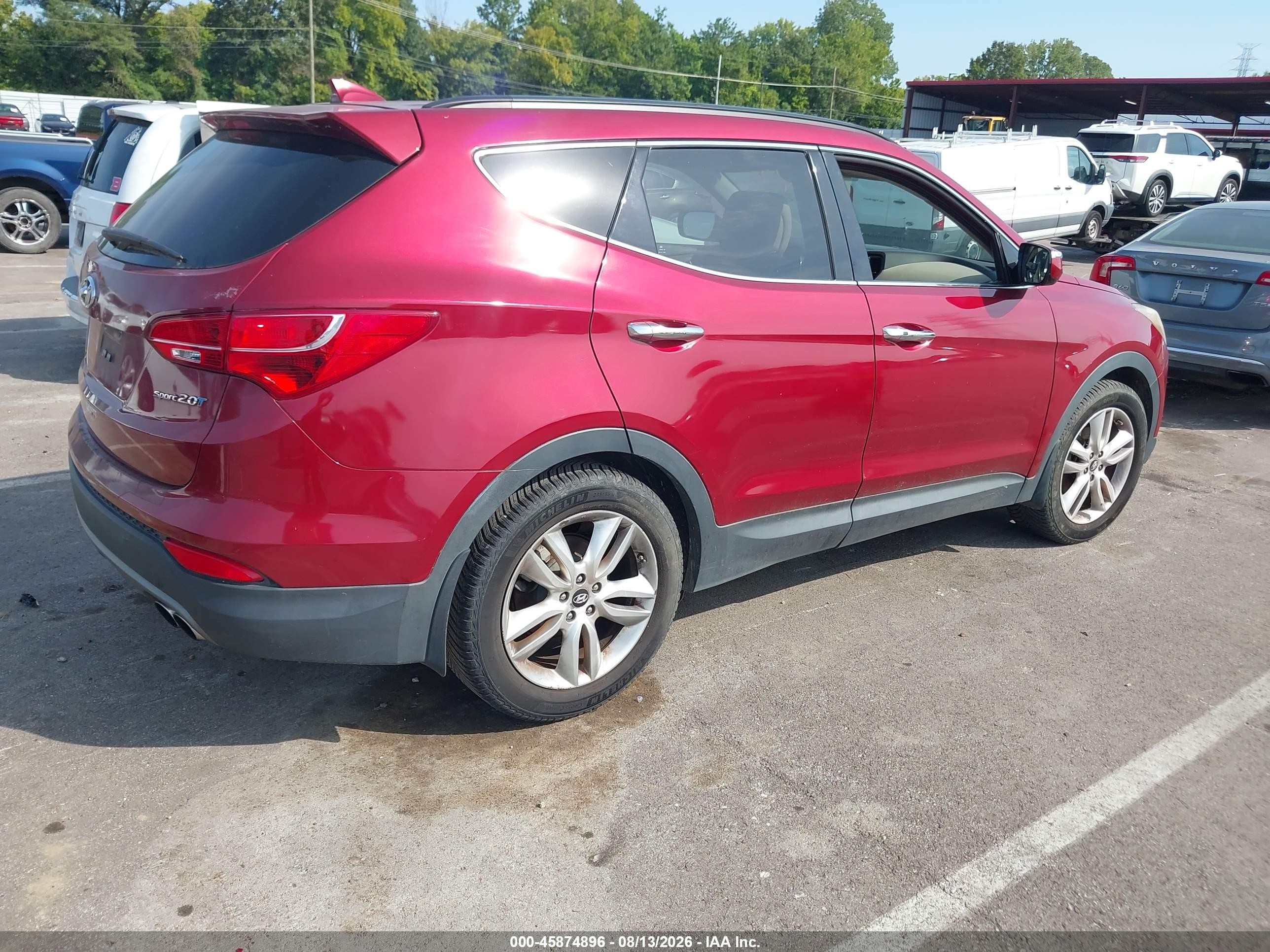 2013 Hyundai Santa Fe Sport 2.0t Red vin: 5XYZU3LA5DG120197