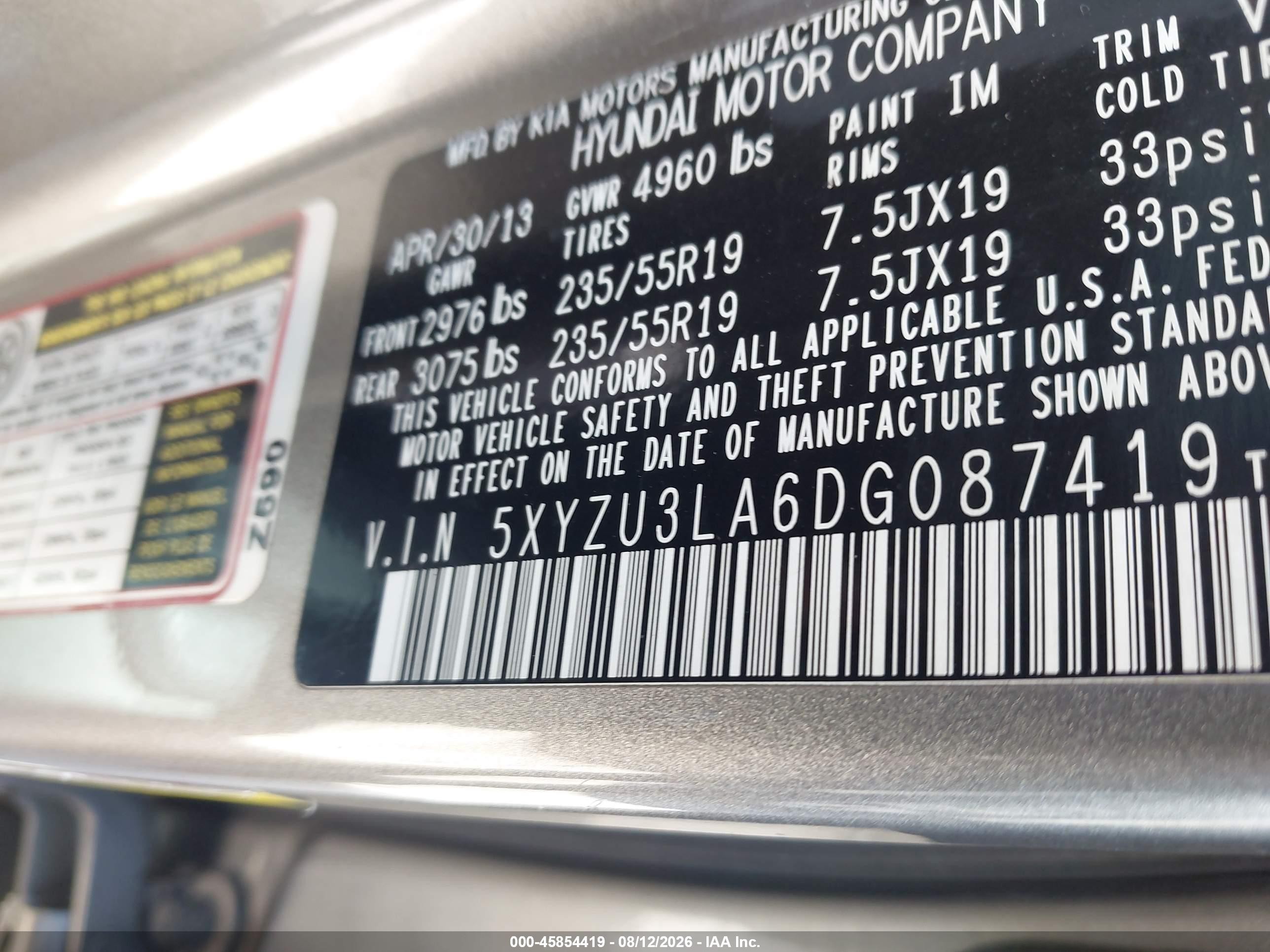 2013 Hyundai Santa Fe Sport 2.0t Gray vin: 5XYZU3LA6DG087419