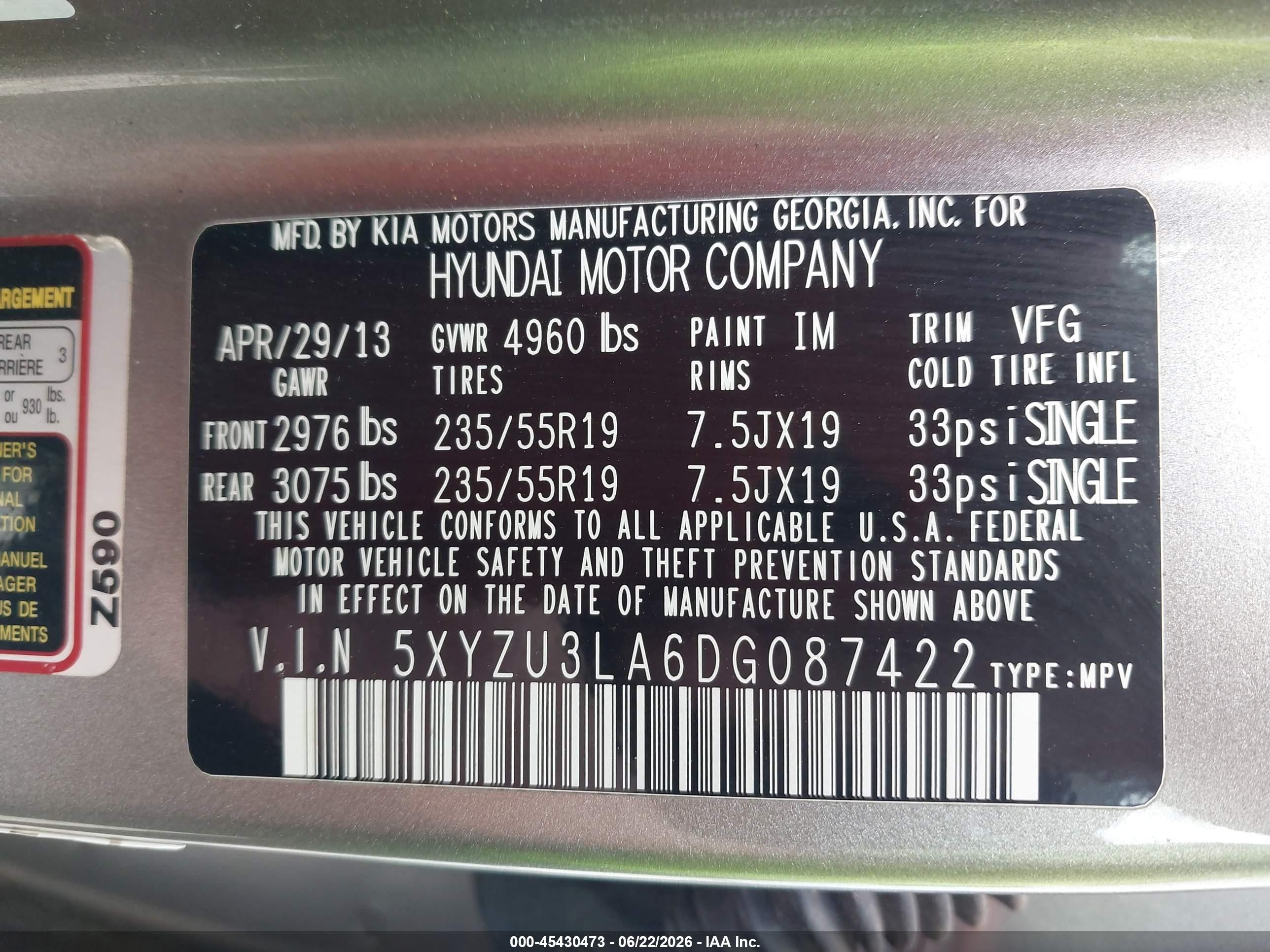 2013 Hyundai Santa Fe Sport 2.0t Gray vin: 5XYZU3LA6DG087422