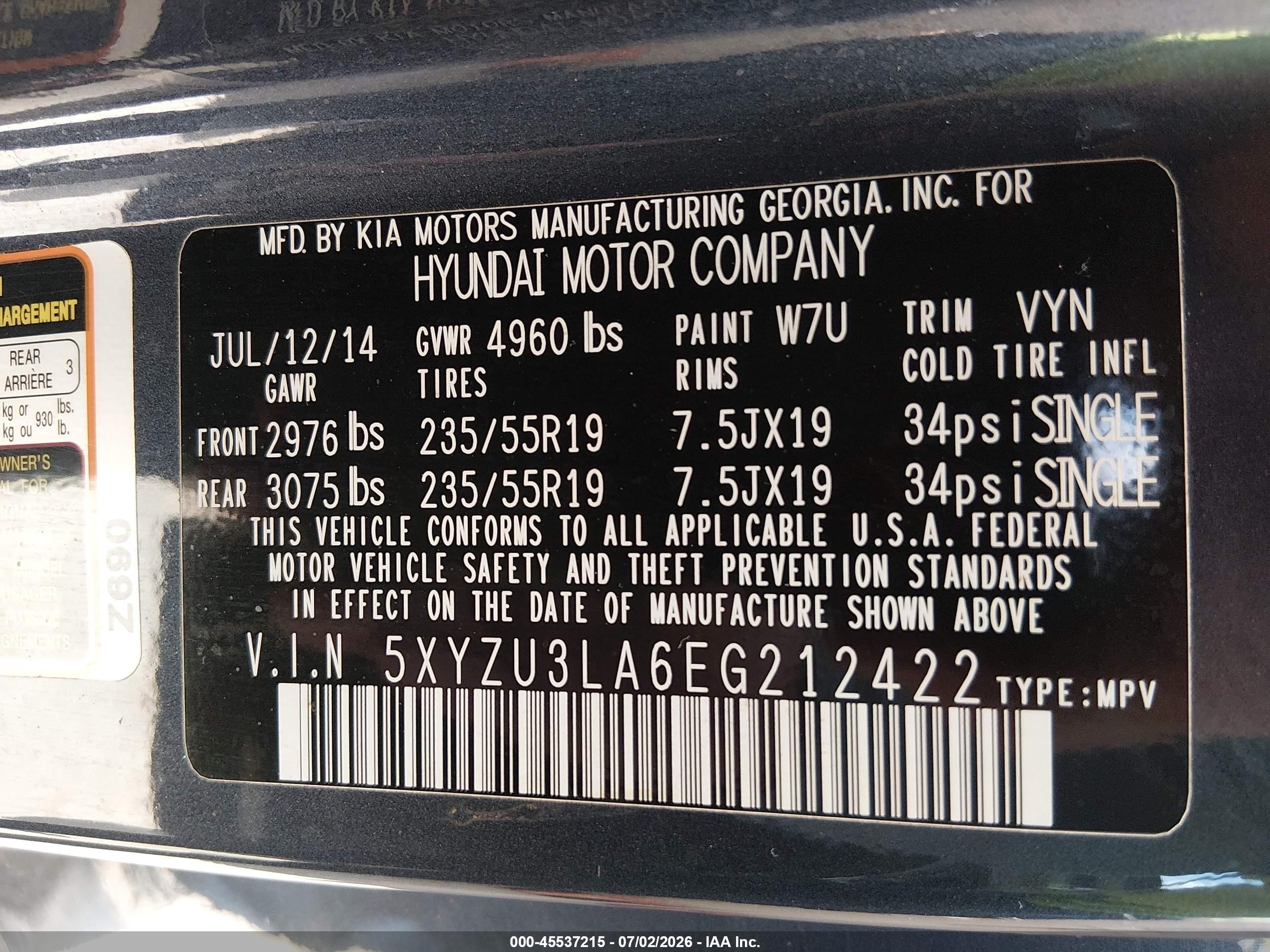 2014 Hyundai Santa Fe Sport 2.0l Turbo Синий vin: 5XYZU3LA6EG212422