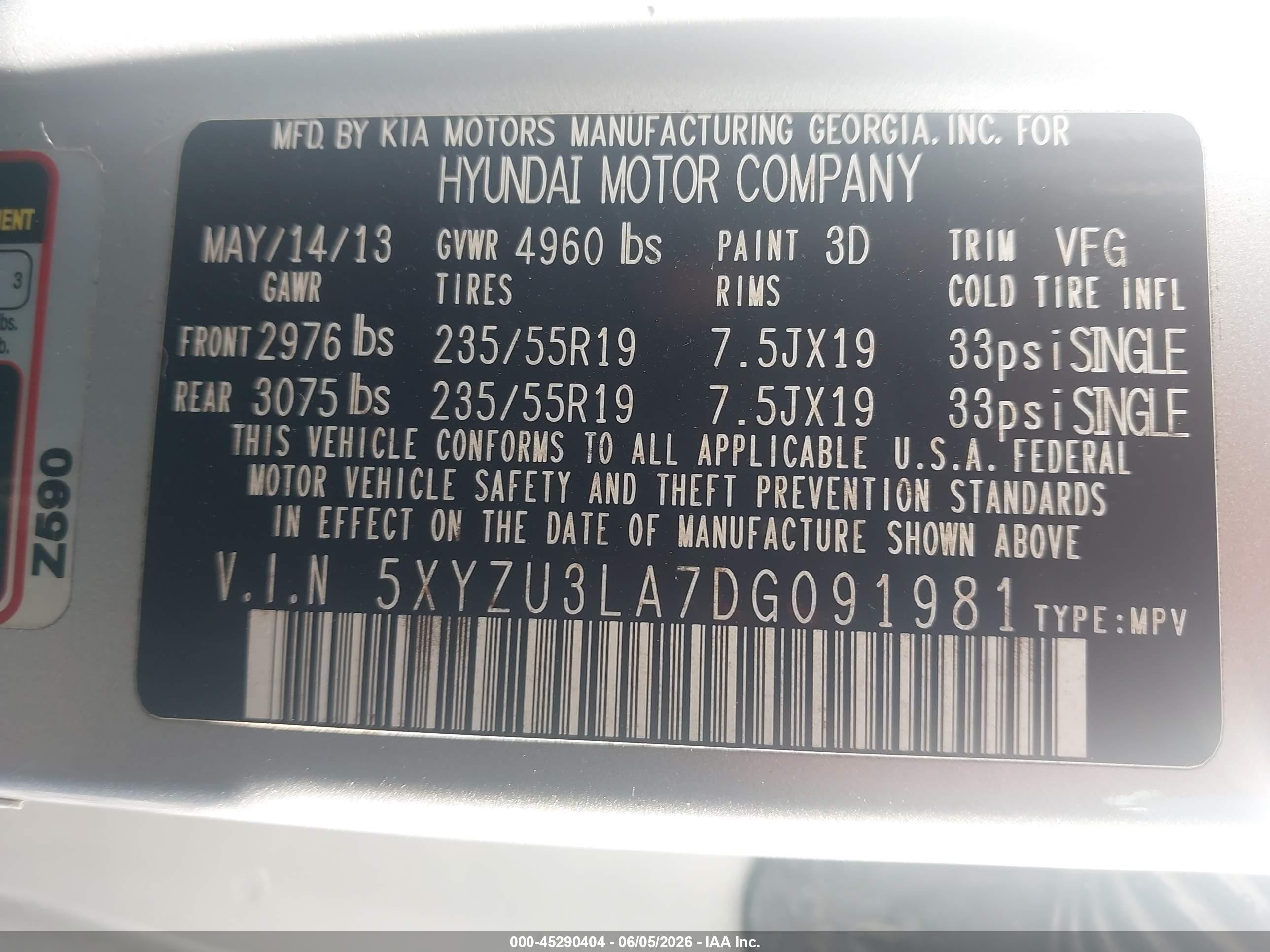 2013 Hyundai Santa Fe Sport 2.0t Silver vin: 5XYZU3LA7DG091981