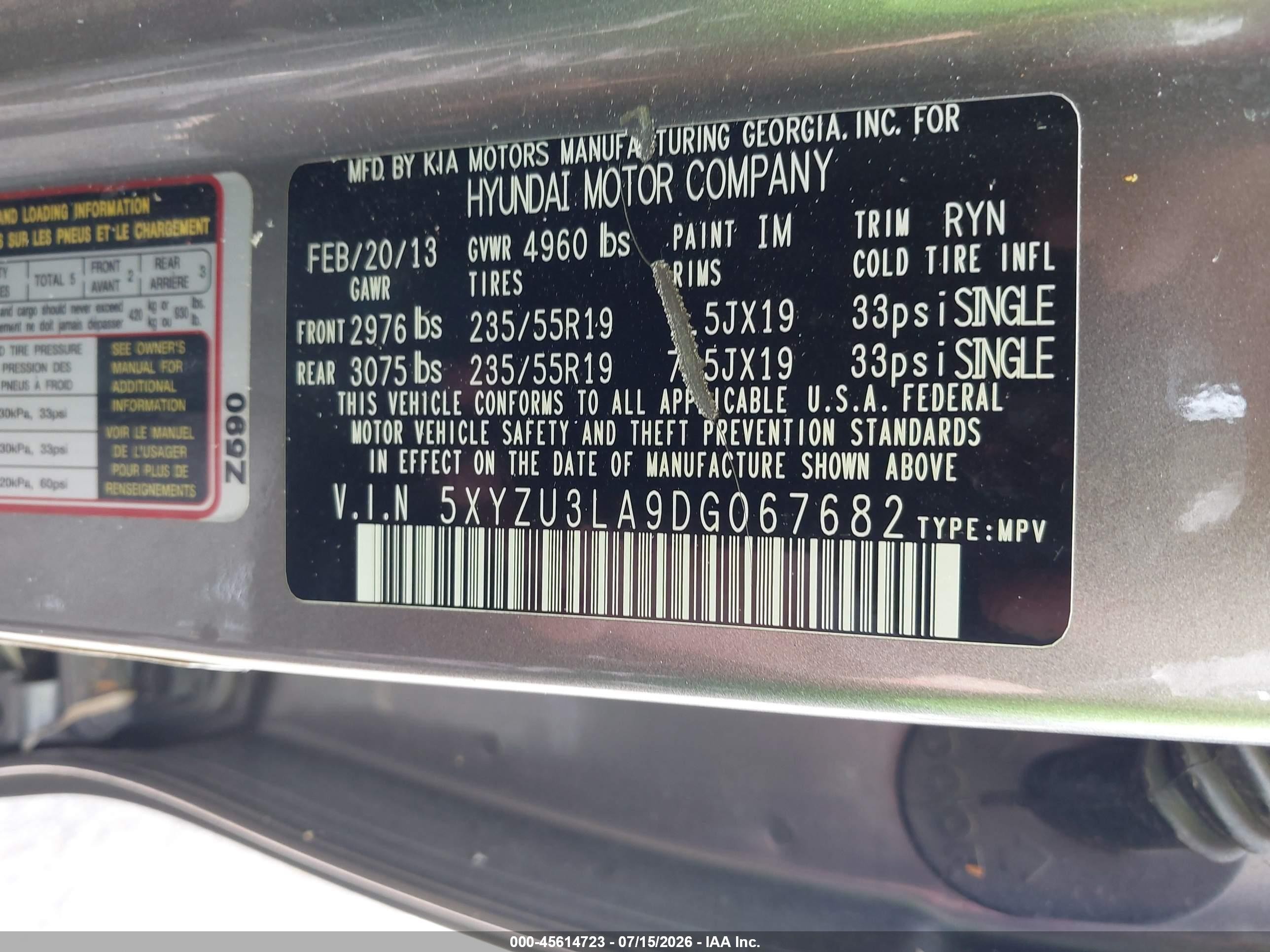 2013 Hyundai Santa Fe Sport 2.0t Gray vin: 5XYZU3LA9DG067682