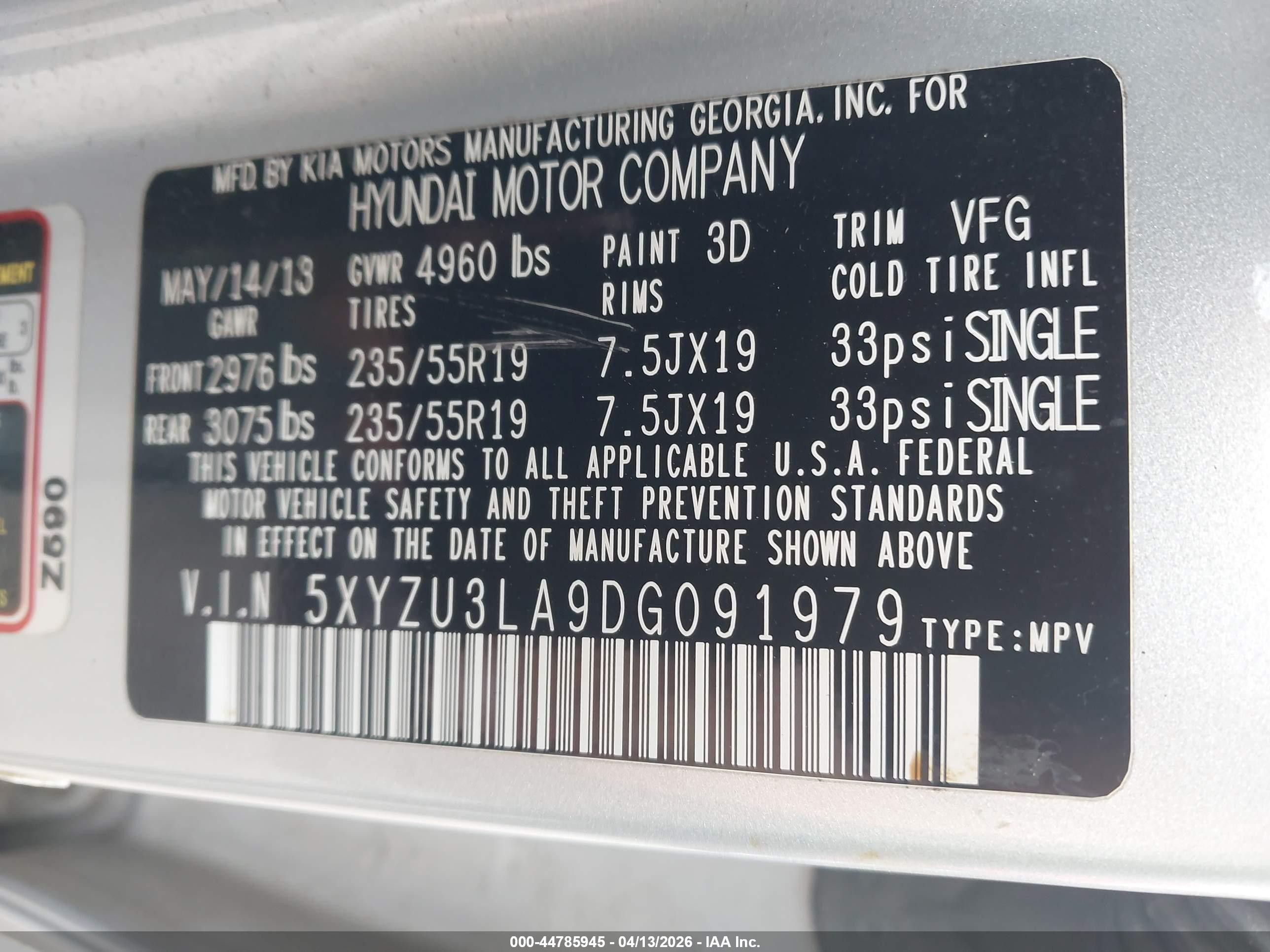 2013 Hyundai Santa Fe Sport 2.0t Silver vin: 5XYZU3LA9DG091979