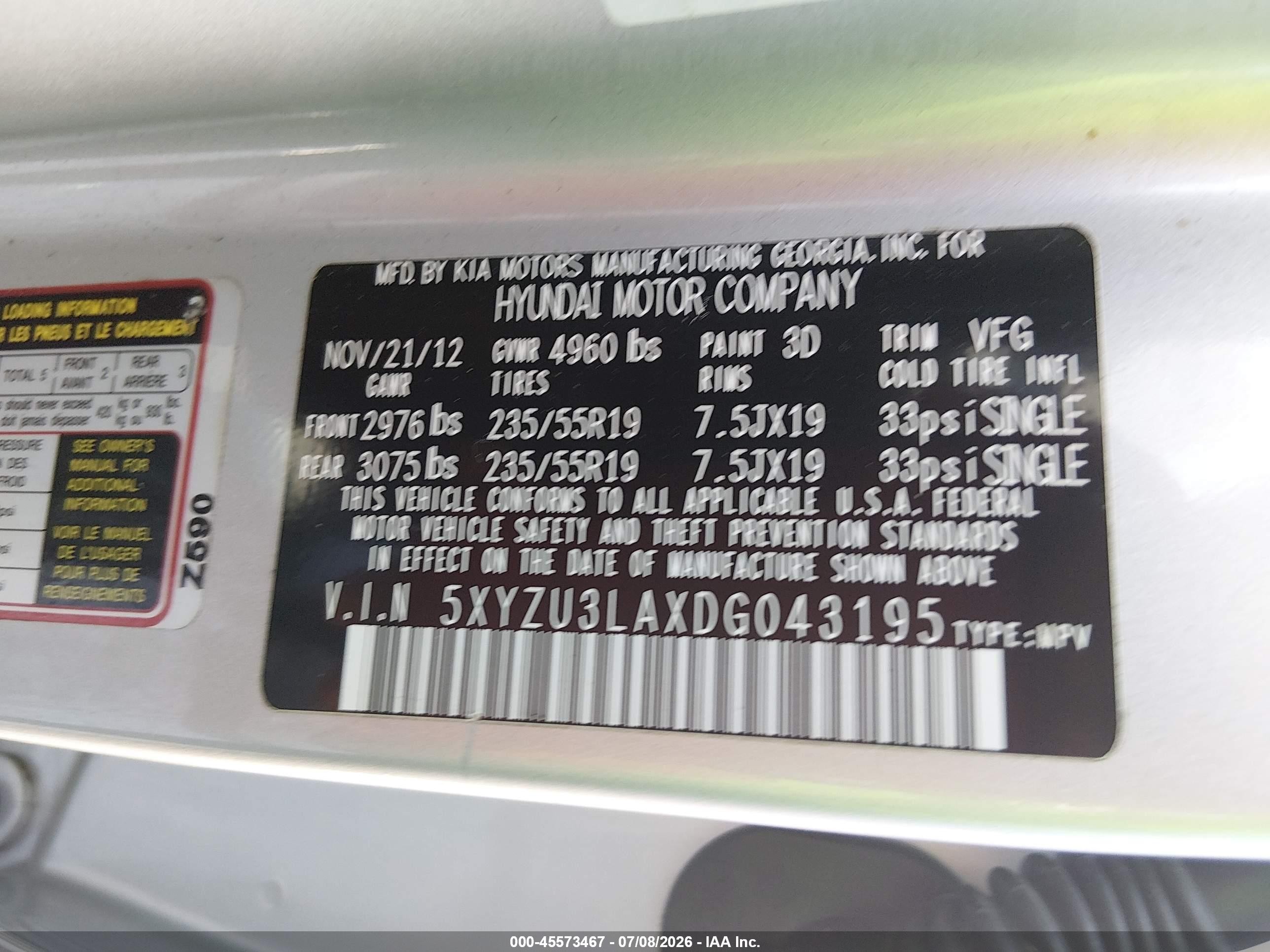 2013 Hyundai Santa Fe Sport 2.0t Silver vin: 5XYZU3LAXDG043195