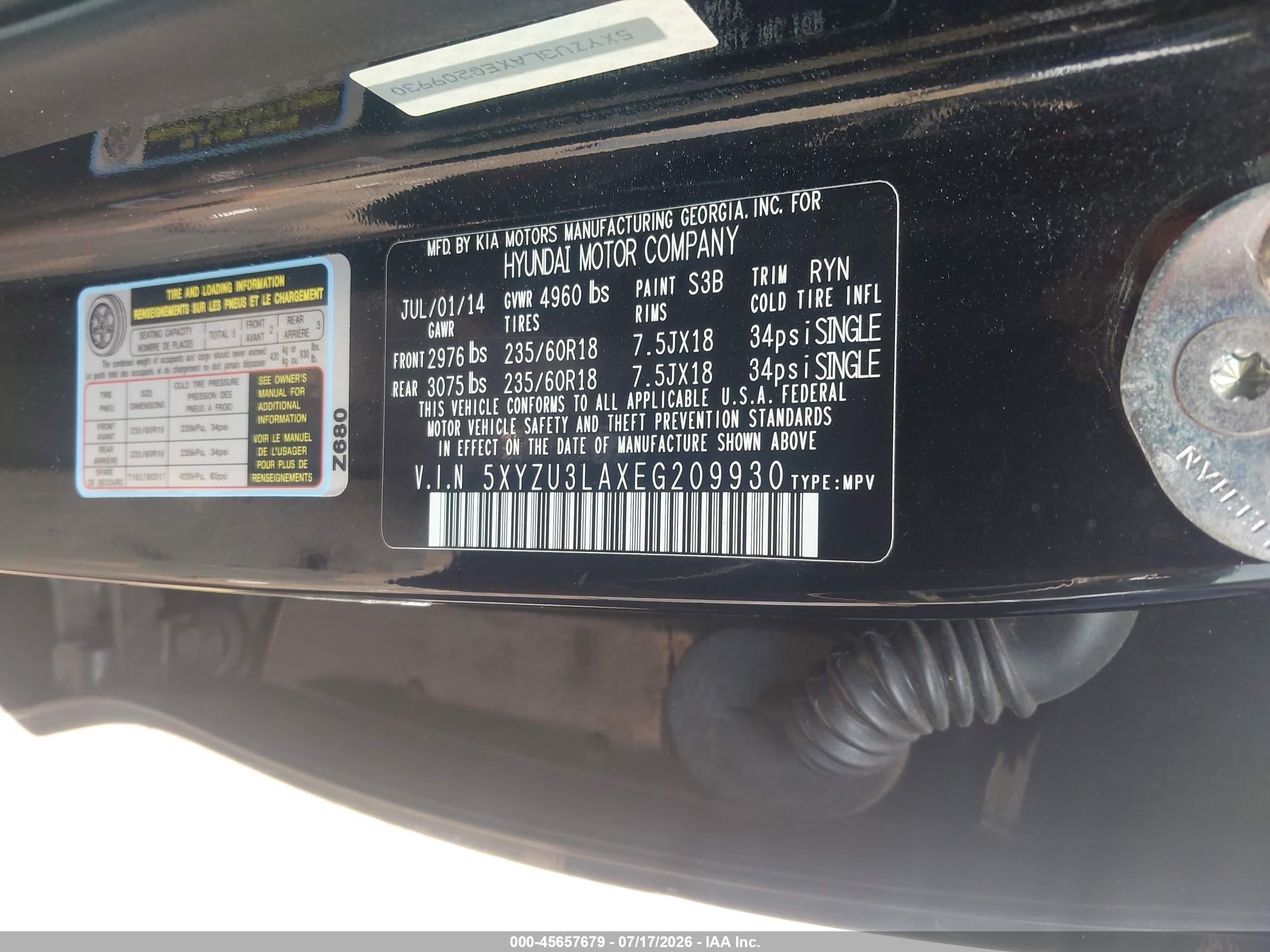 2014 Hyundai Santa Fe Sport 2.0l Turbo Black vin: 5XYZU3LAXEG209930