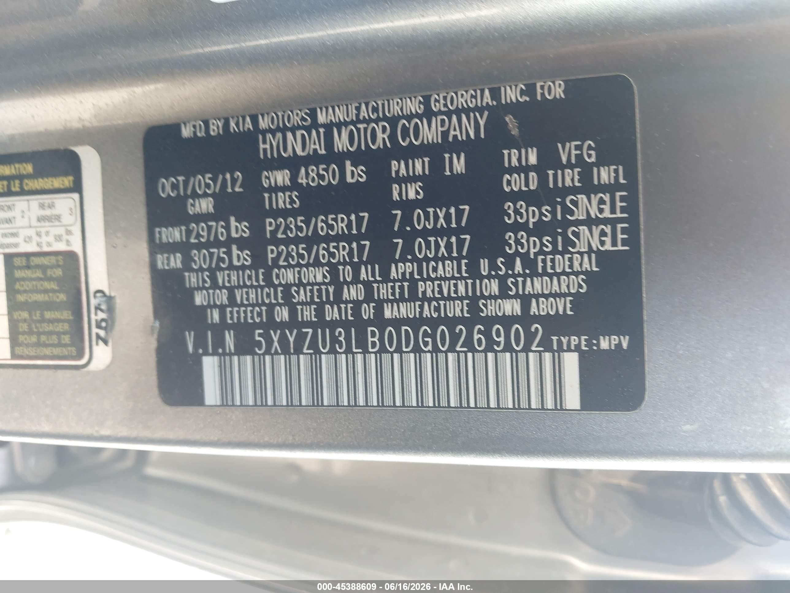2013 Hyundai Santa Fe Sport Серый vin: 5XYZU3LB0DG026902