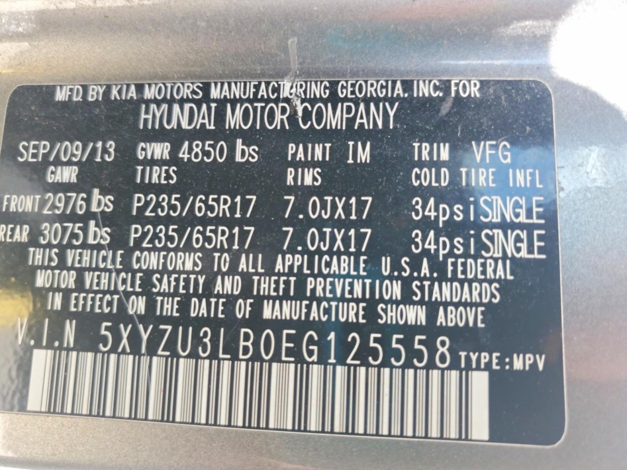 2014 Hyundai Santa Fe Sport 2.4l Gray vin: 5XYZU3LB0EG125558
