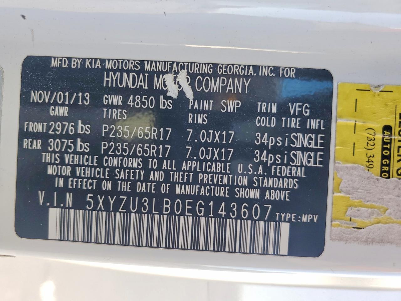 2014 Hyundai Santa Fe Sport 2.4l White vin: 5XYZU3LB0EG143607