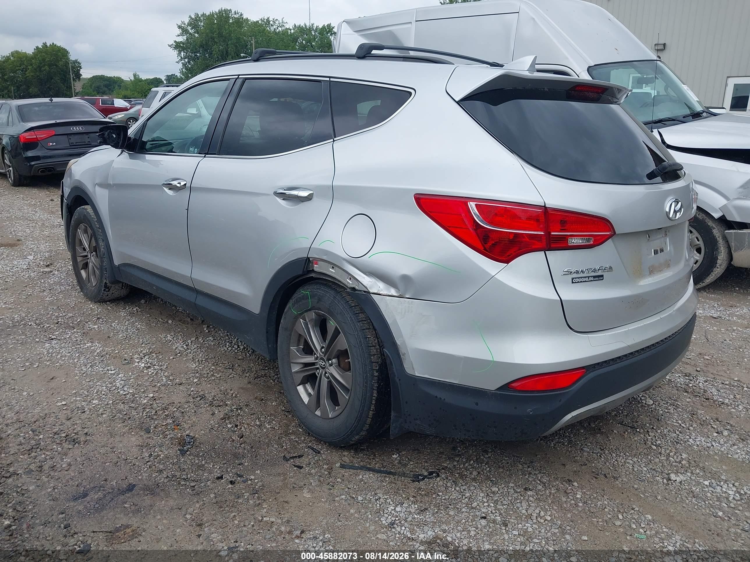 2014 Hyundai Santa Fe Sport 2.4l Silver vin: 5XYZU3LB0EG154896