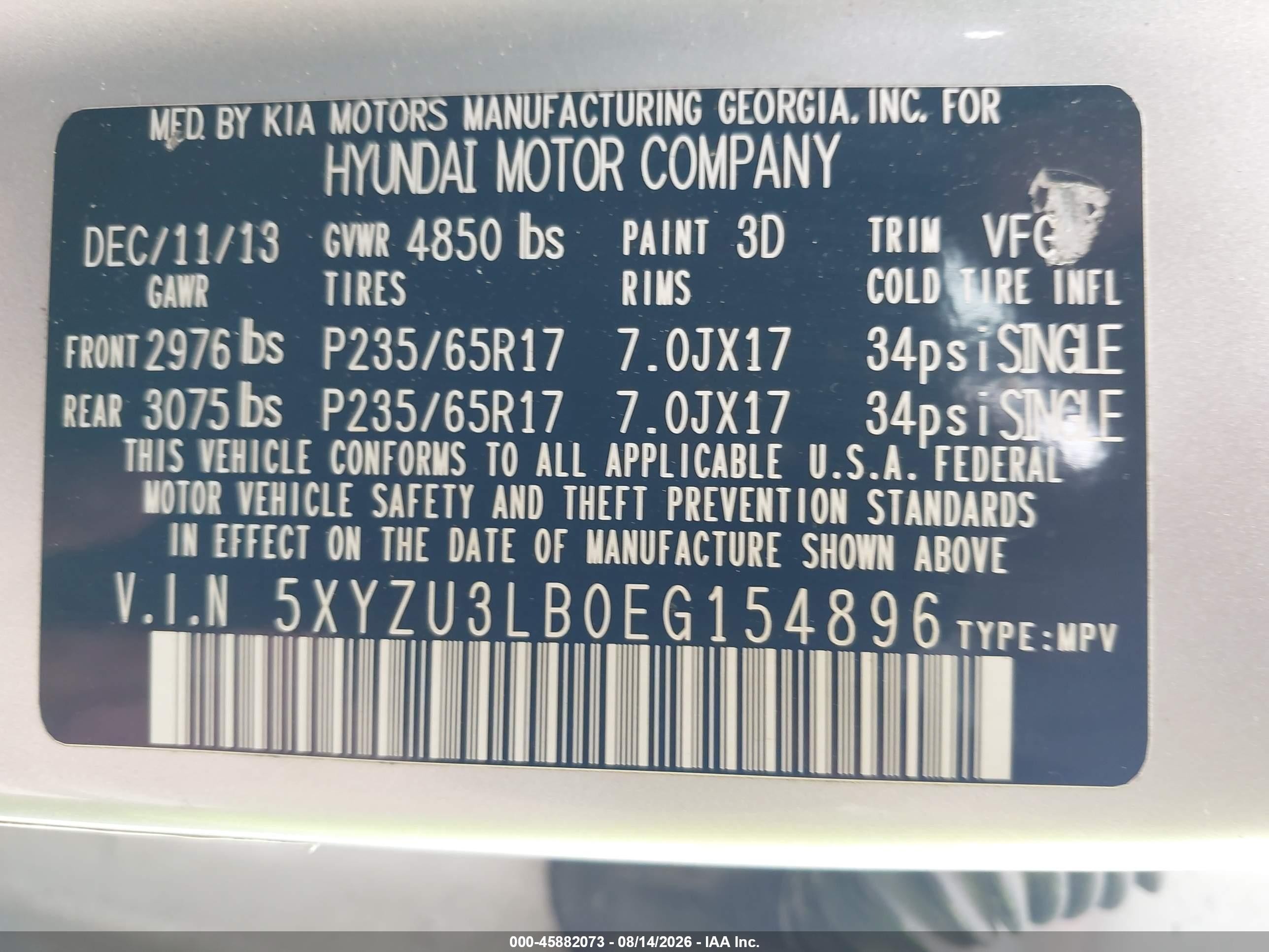 2014 Hyundai Santa Fe Sport 2.4l Silver vin: 5XYZU3LB0EG154896