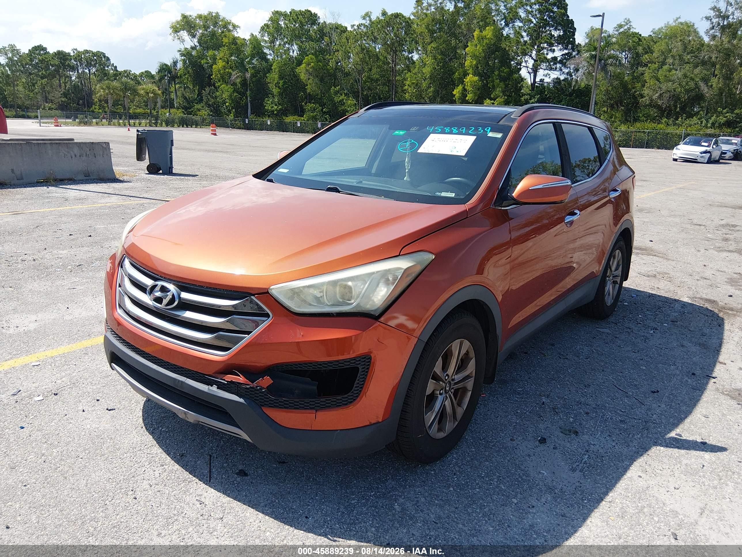 2015 Hyundai Santa Fe Sport 2.4l Orange vin: 5XYZU3LB0FG266065