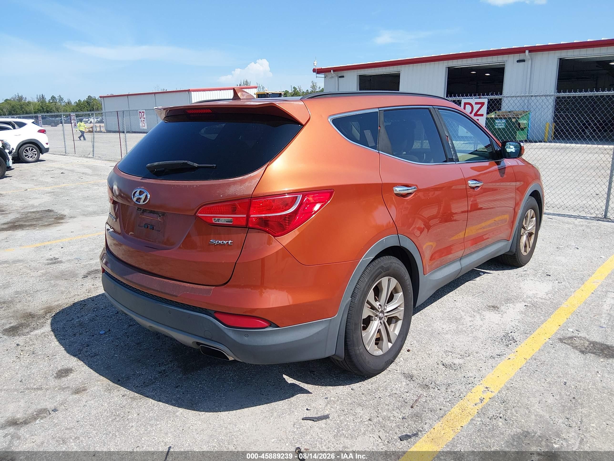 2015 Hyundai Santa Fe Sport 2.4l Orange vin: 5XYZU3LB0FG266065