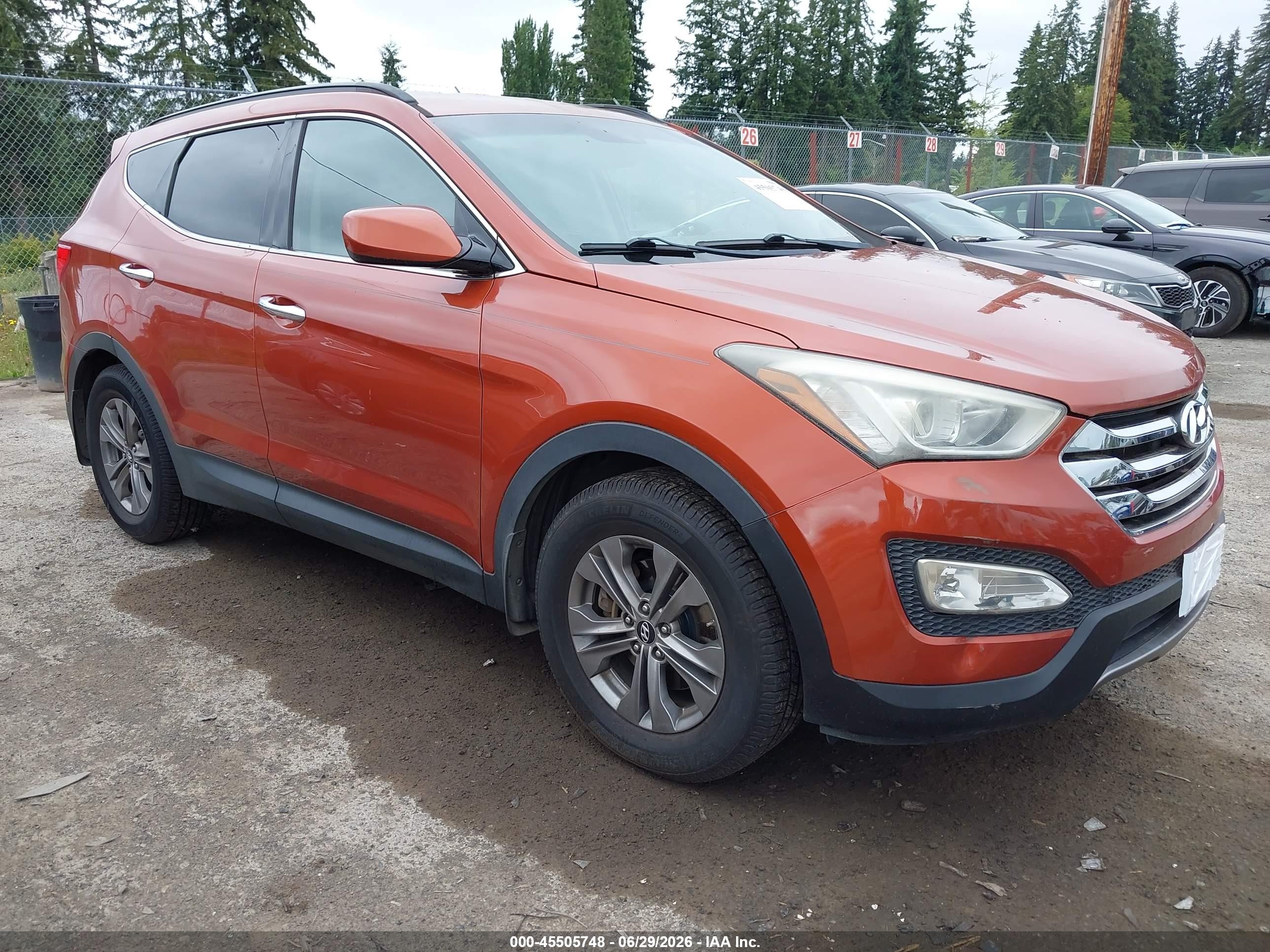 2014 Hyundai Santa Fe Sport 2.4l Orange vin: 5XYZU3LB1EG183999