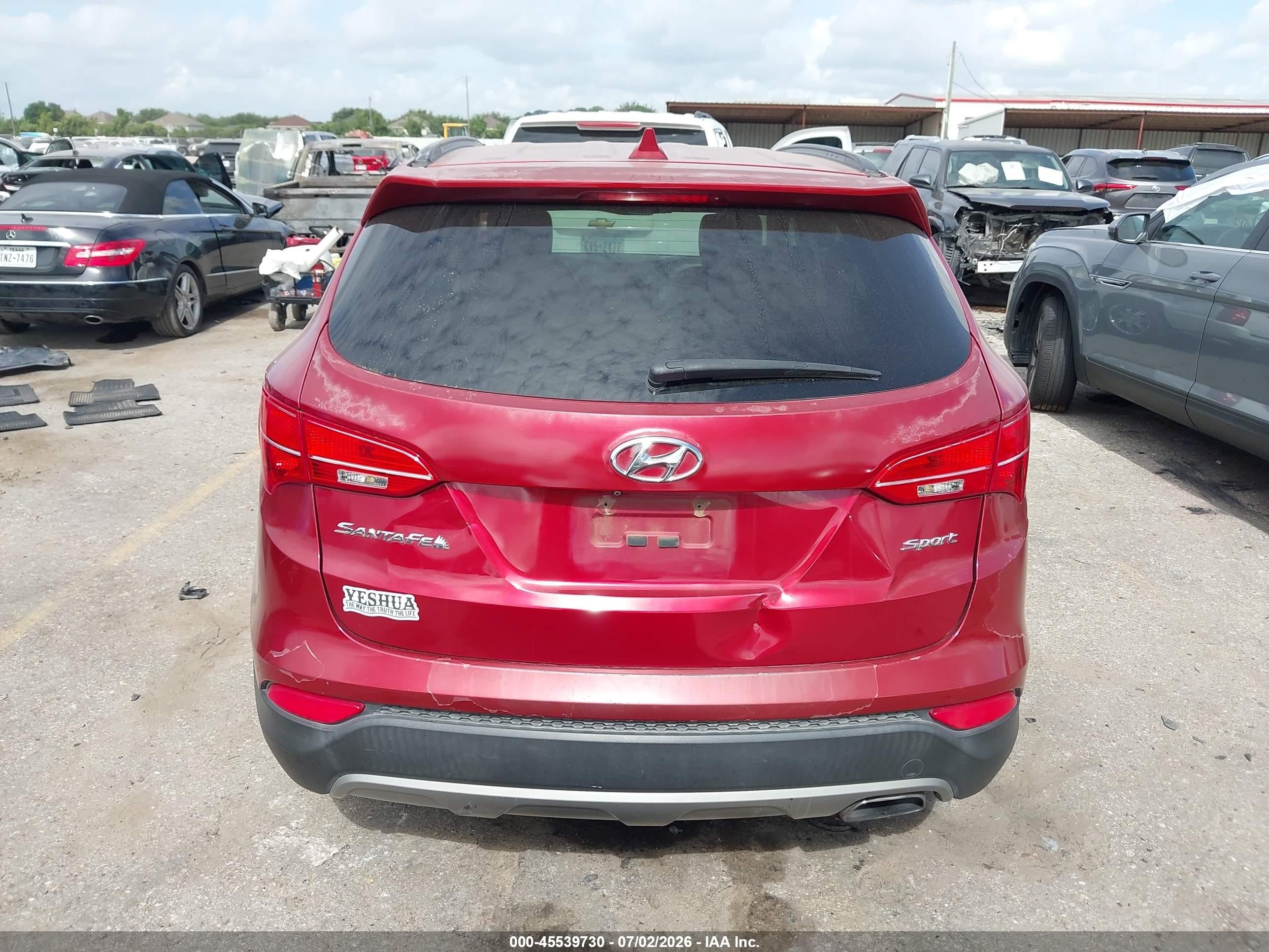 2014 Hyundai Santa Fe Sport 2.4l Red vin: 5XYZU3LB1EG231694