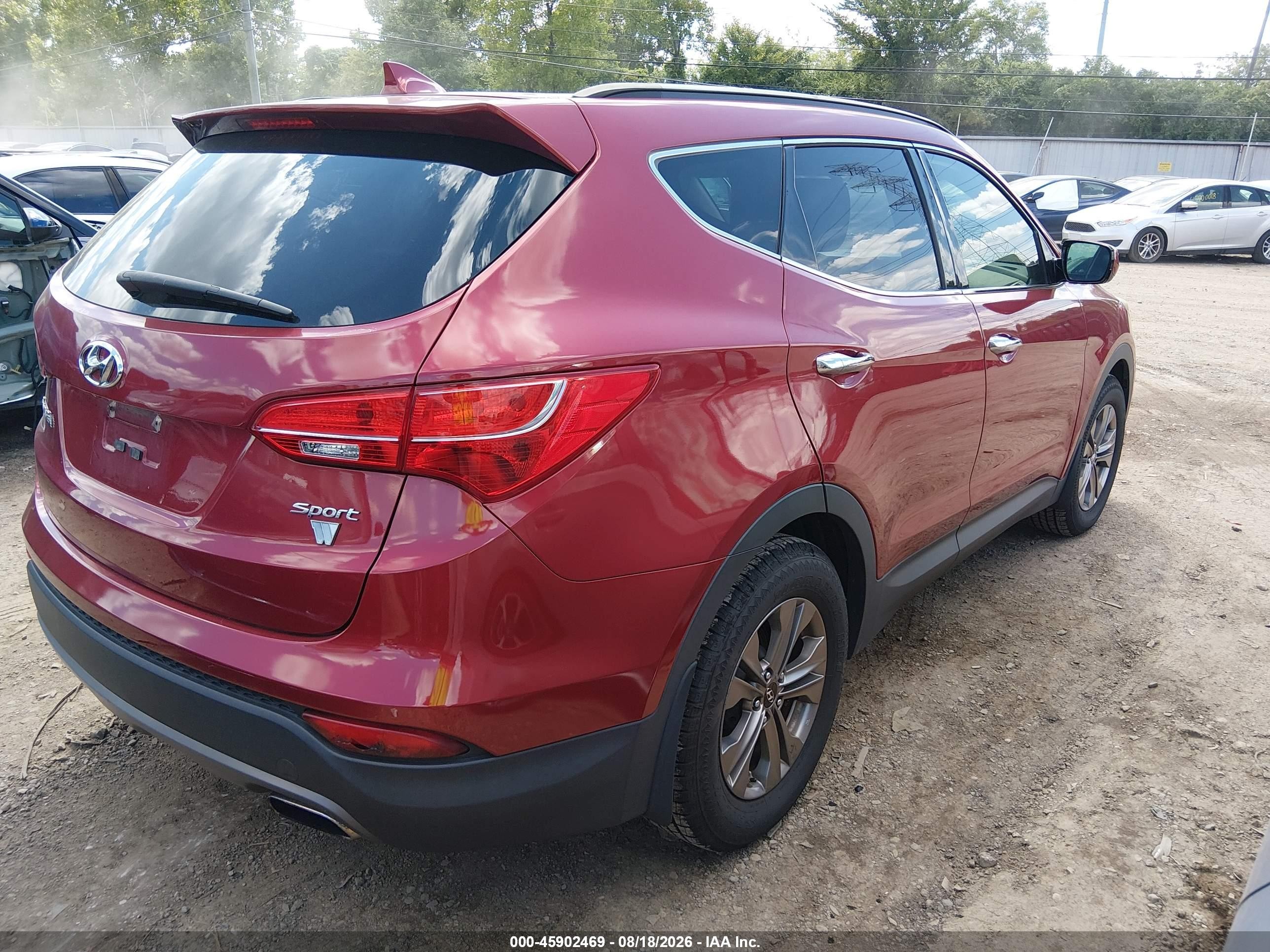 2015 Hyundai Santa Fe Sport 2.4l Red vin: 5XYZU3LB1FG263353