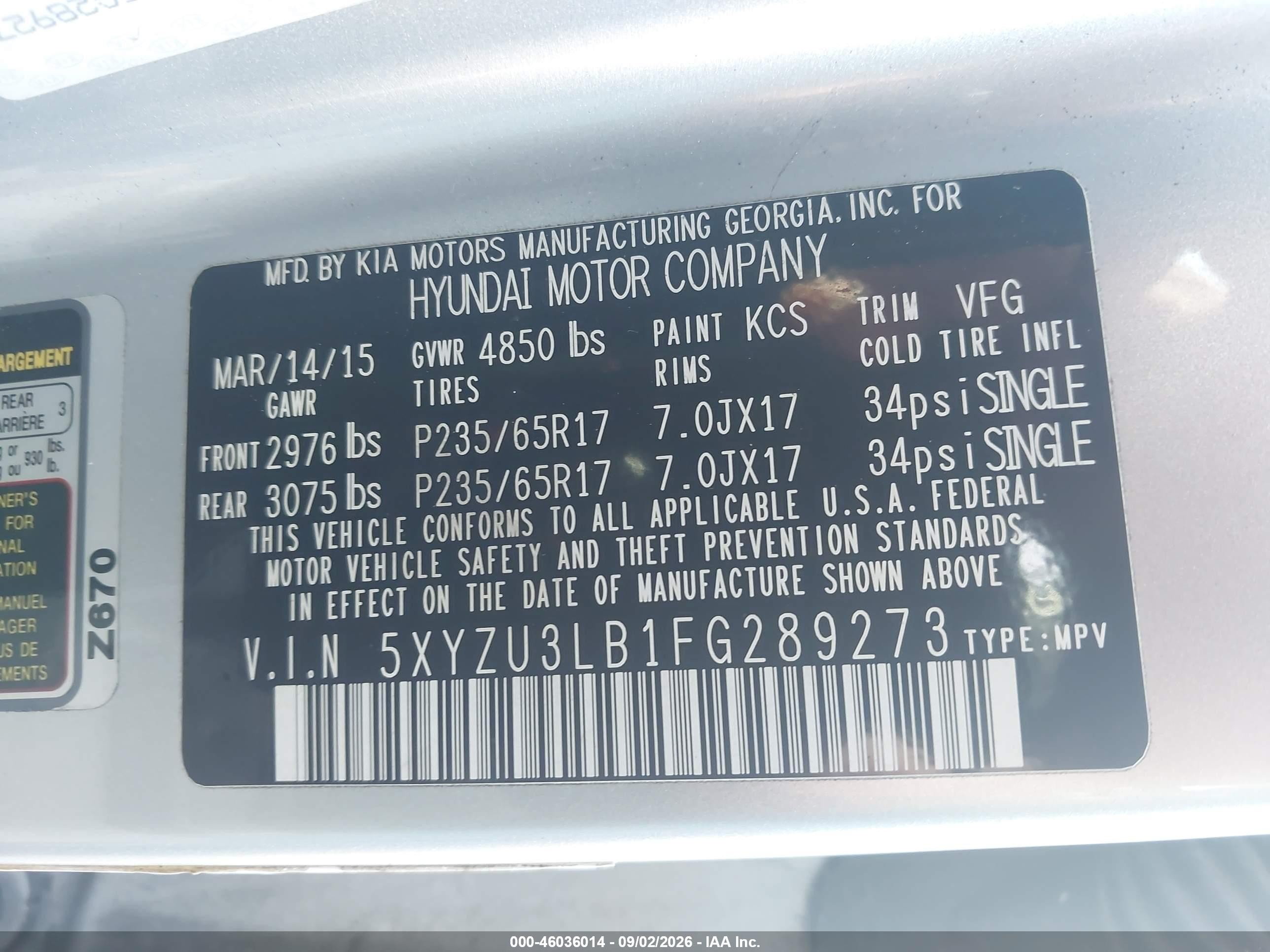 2015 Hyundai Santa Fe Sport 2.4l Серебряный vin: 5XYZU3LB1FG289273