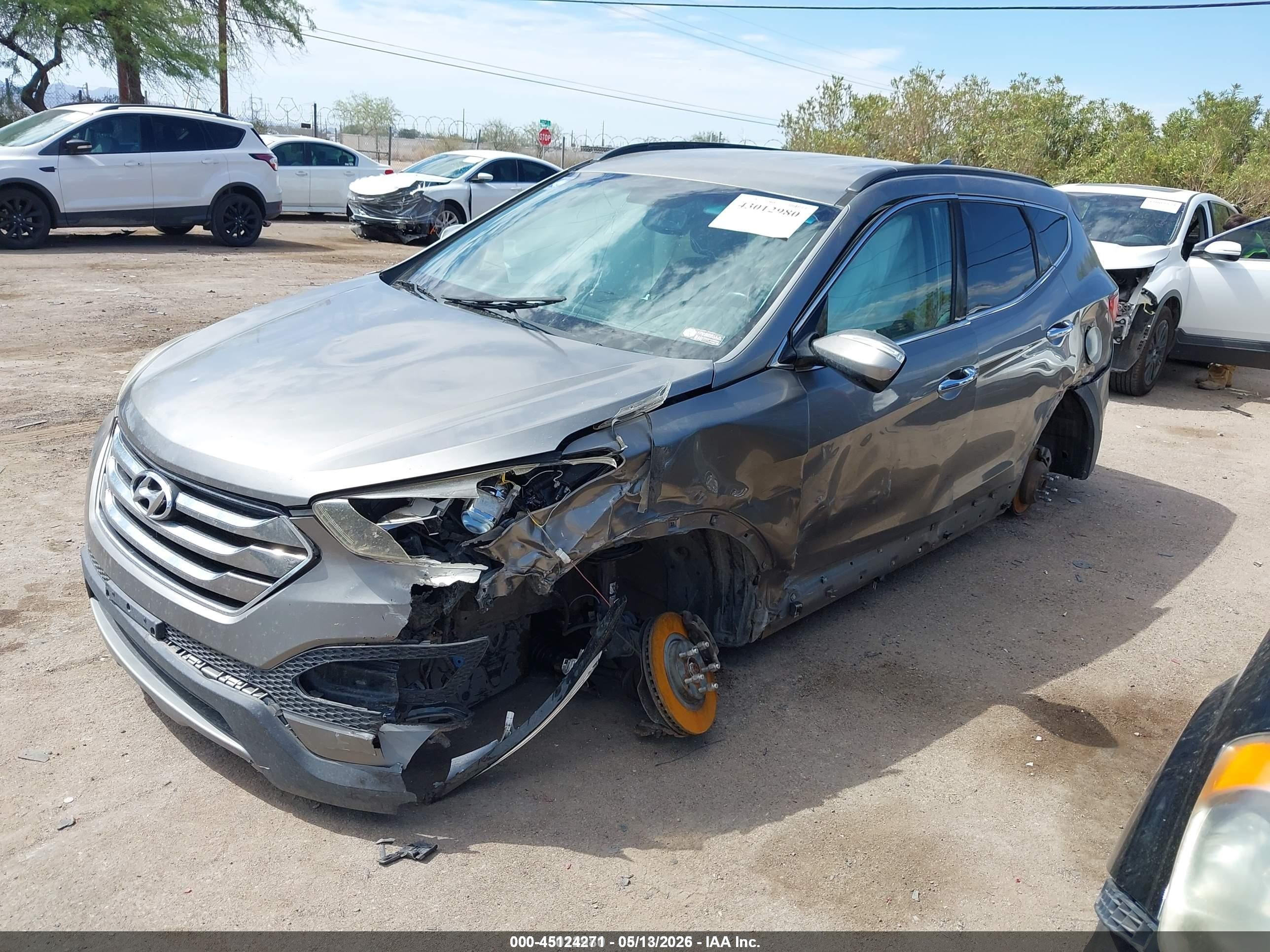 2013 Hyundai Santa Fe Sport Gray vin: 5XYZU3LB2DG005212
