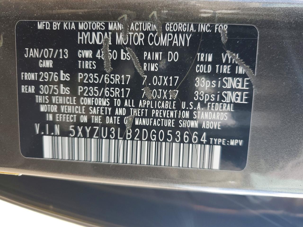 2013 Hyundai Santa Fe Sport 2.4l Gray vin: 5XYZU3LB2DG053664