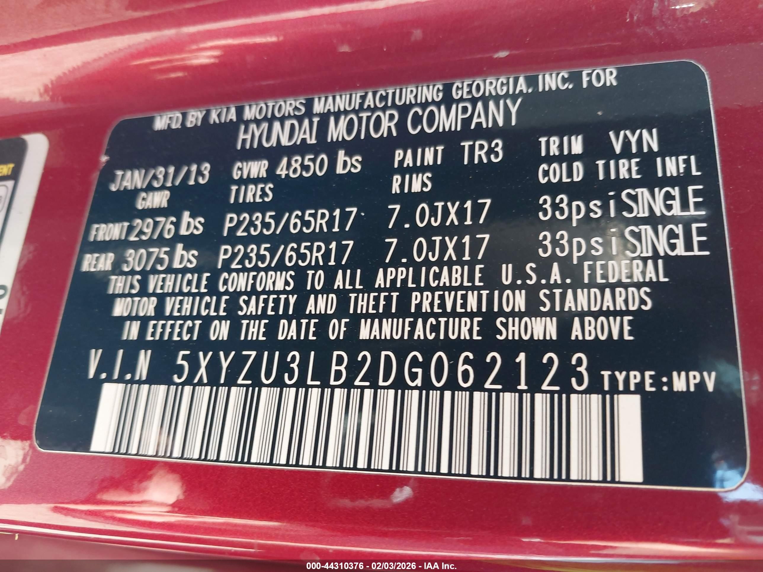 2013 Hyundai Santa Fe Sport Maroon vin: 5XYZU3LB2DG062123