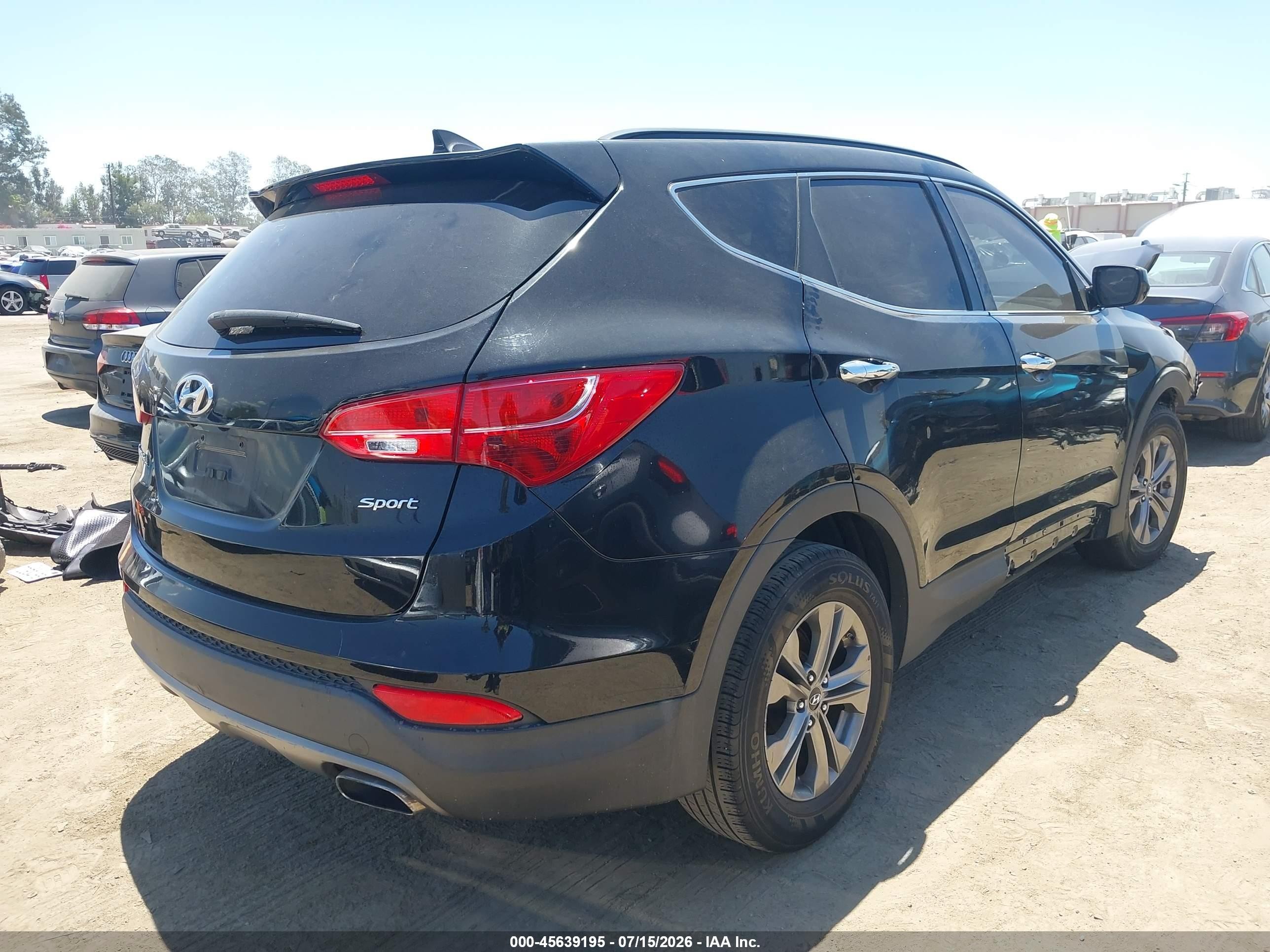 2014 Hyundai Santa Fe Sport 2.4l Black vin: 5XYZU3LB2EG125643