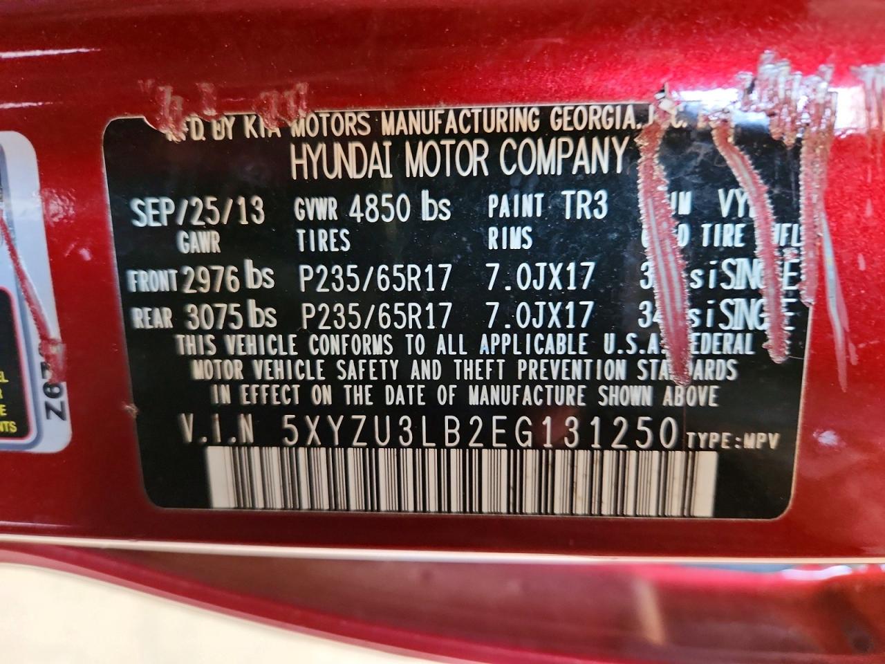 2014 Hyundai Santa Fe Sport 2.4l Red vin: 5XYZU3LB2EG131250
