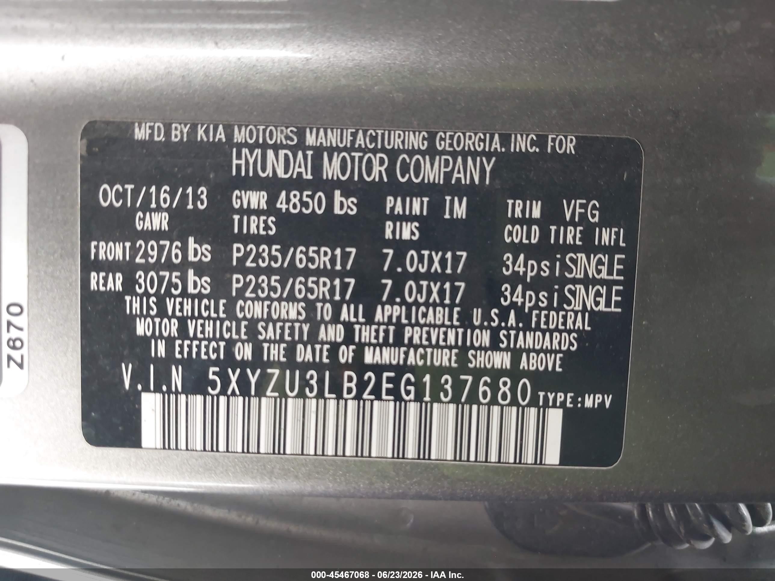 2014 Hyundai Santa Fe Sport 2.4l Gray vin: 5XYZU3LB2EG137680