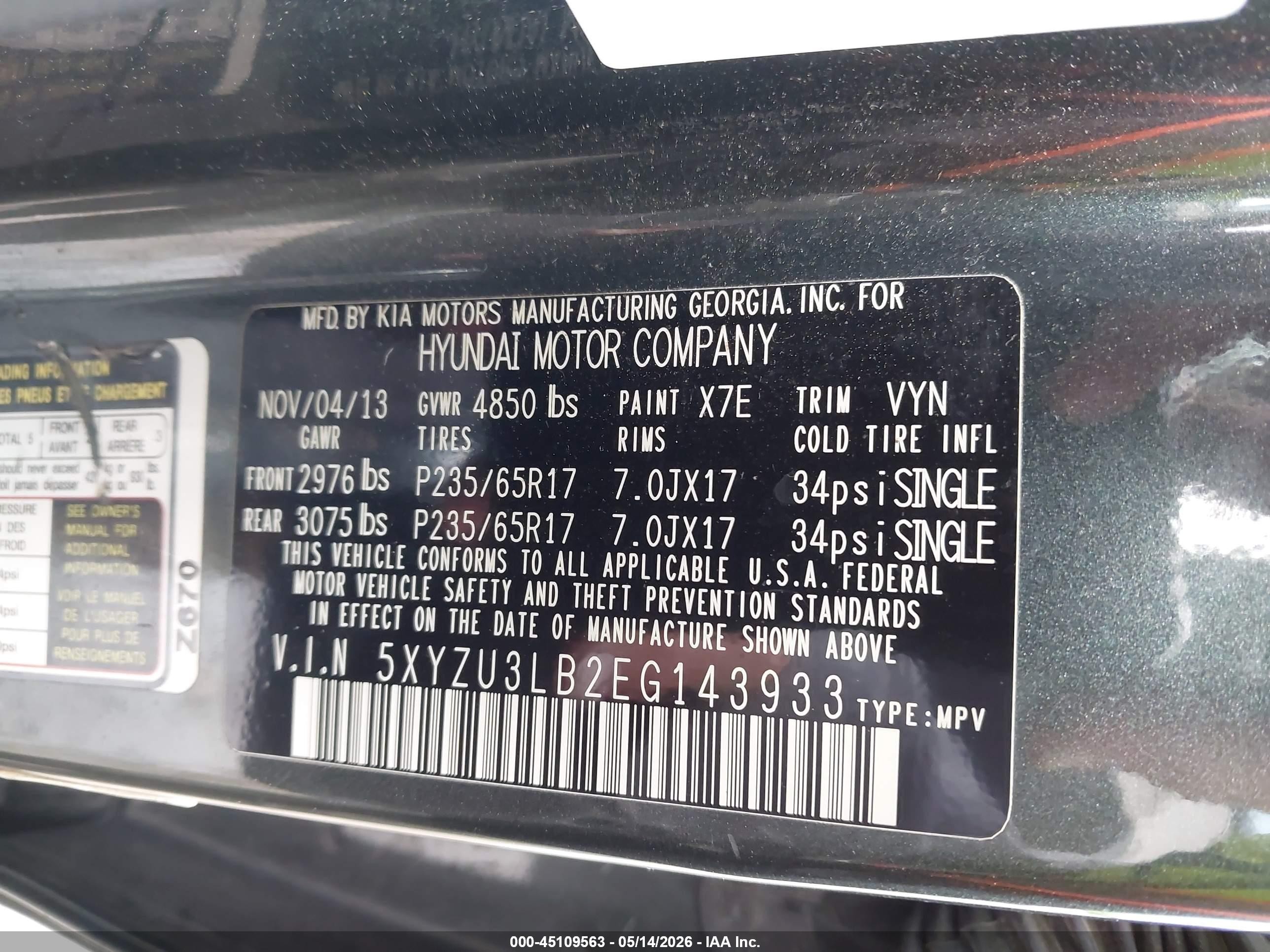 2014 Hyundai Santa Fe Sport 2.4l Gray vin: 5XYZU3LB2EG143933