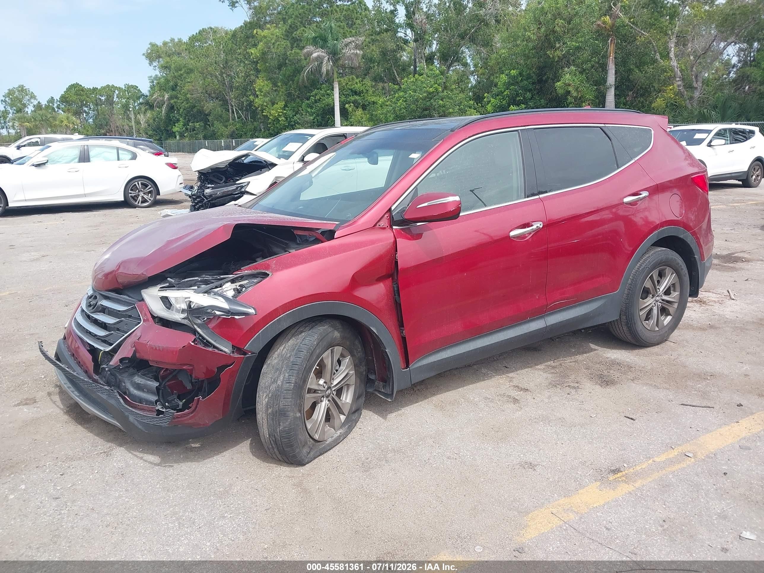2014 Hyundai Santa Fe Sport 2.4l Red vin: 5XYZU3LB2EG176589