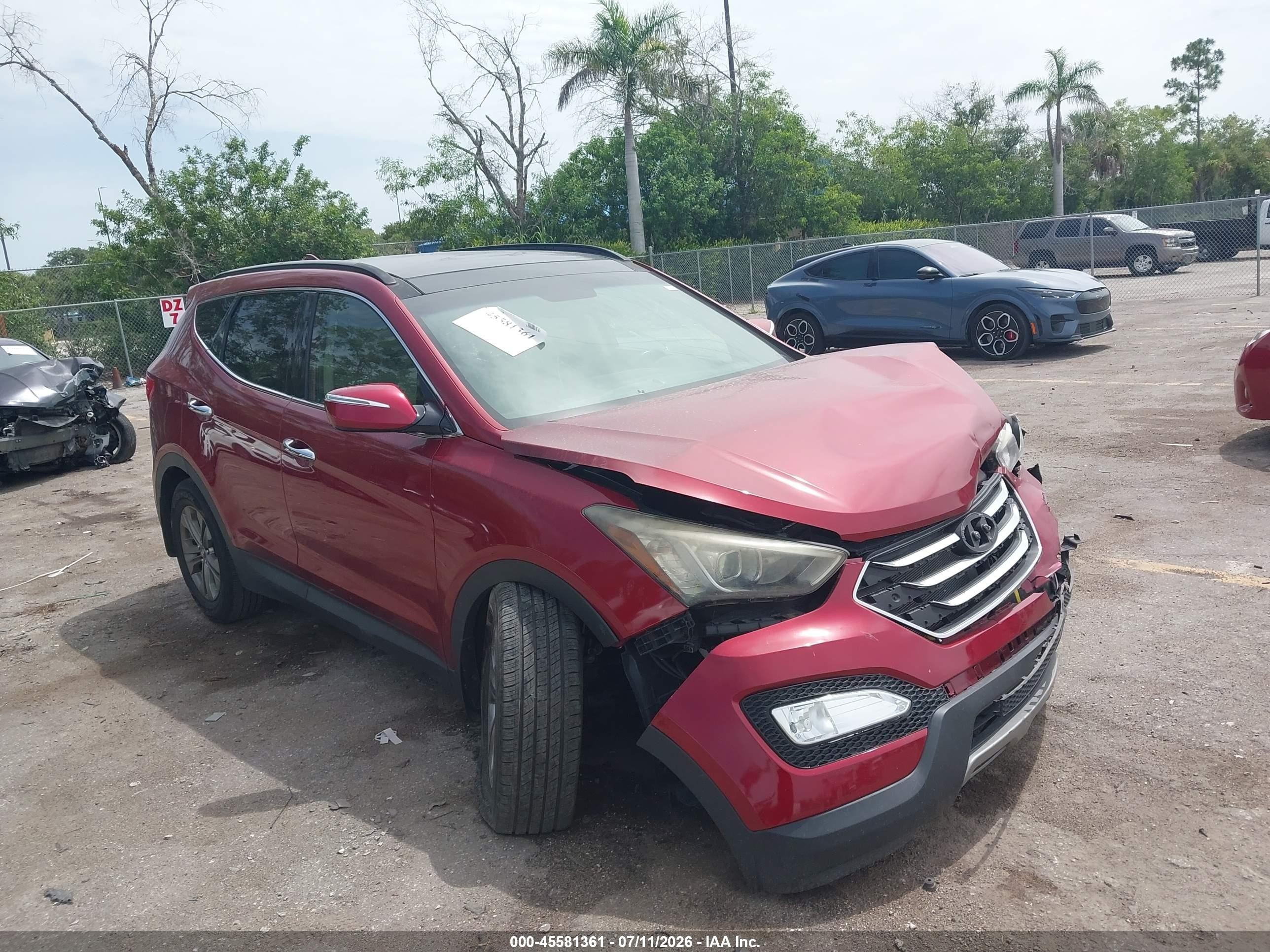 2014 Hyundai Santa Fe Sport 2.4l Red vin: 5XYZU3LB2EG176589