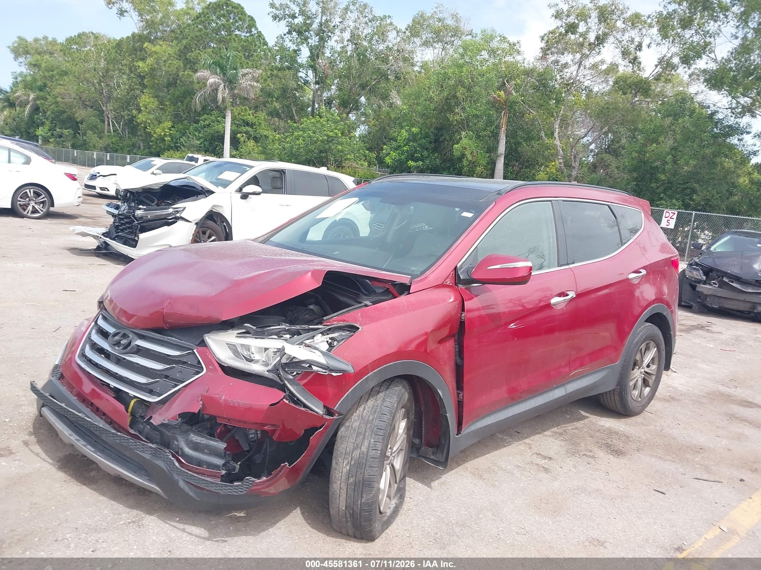 2014 Hyundai Santa Fe Sport 2.4l Red vin: 5XYZU3LB2EG176589