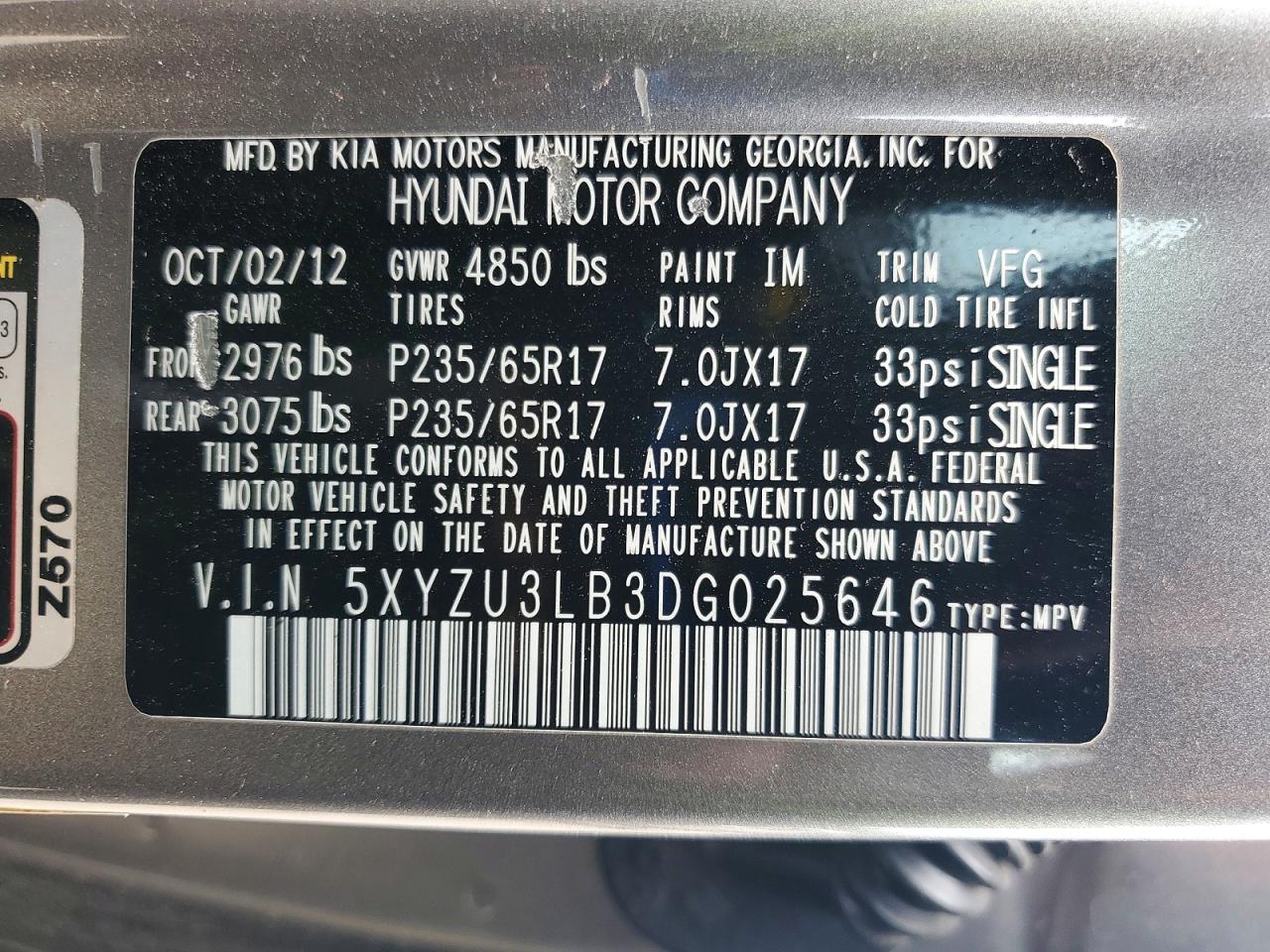 2013 Hyundai Santa Fe Sport 2.4l Gray vin: 5XYZU3LB3DG025646