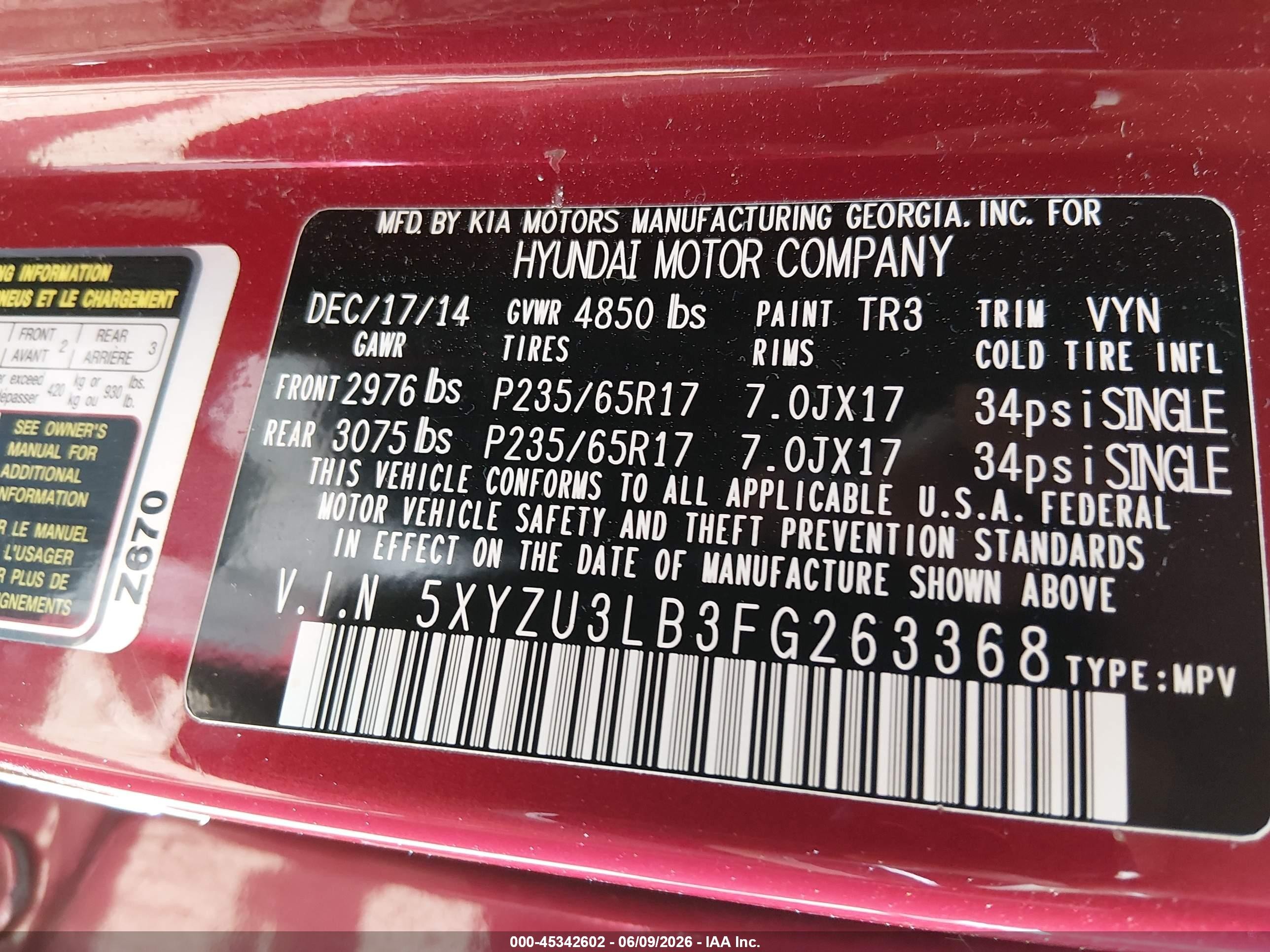 2015 Hyundai Santa Fe Sport 2.4l Красный vin: 5XYZU3LB3FG263368