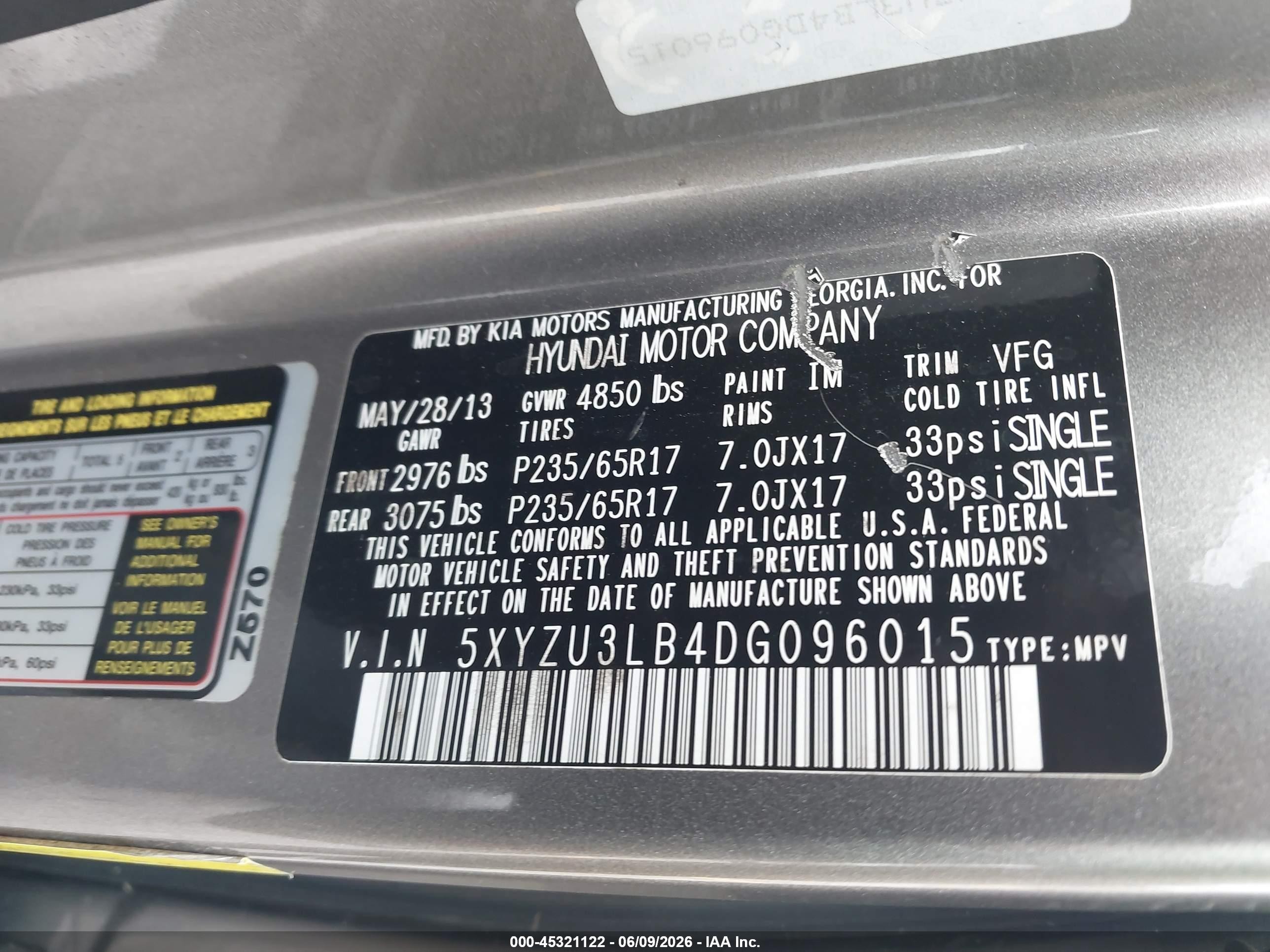 2013 Hyundai Santa Fe Sport Серый vin: 5XYZU3LB4DG096015