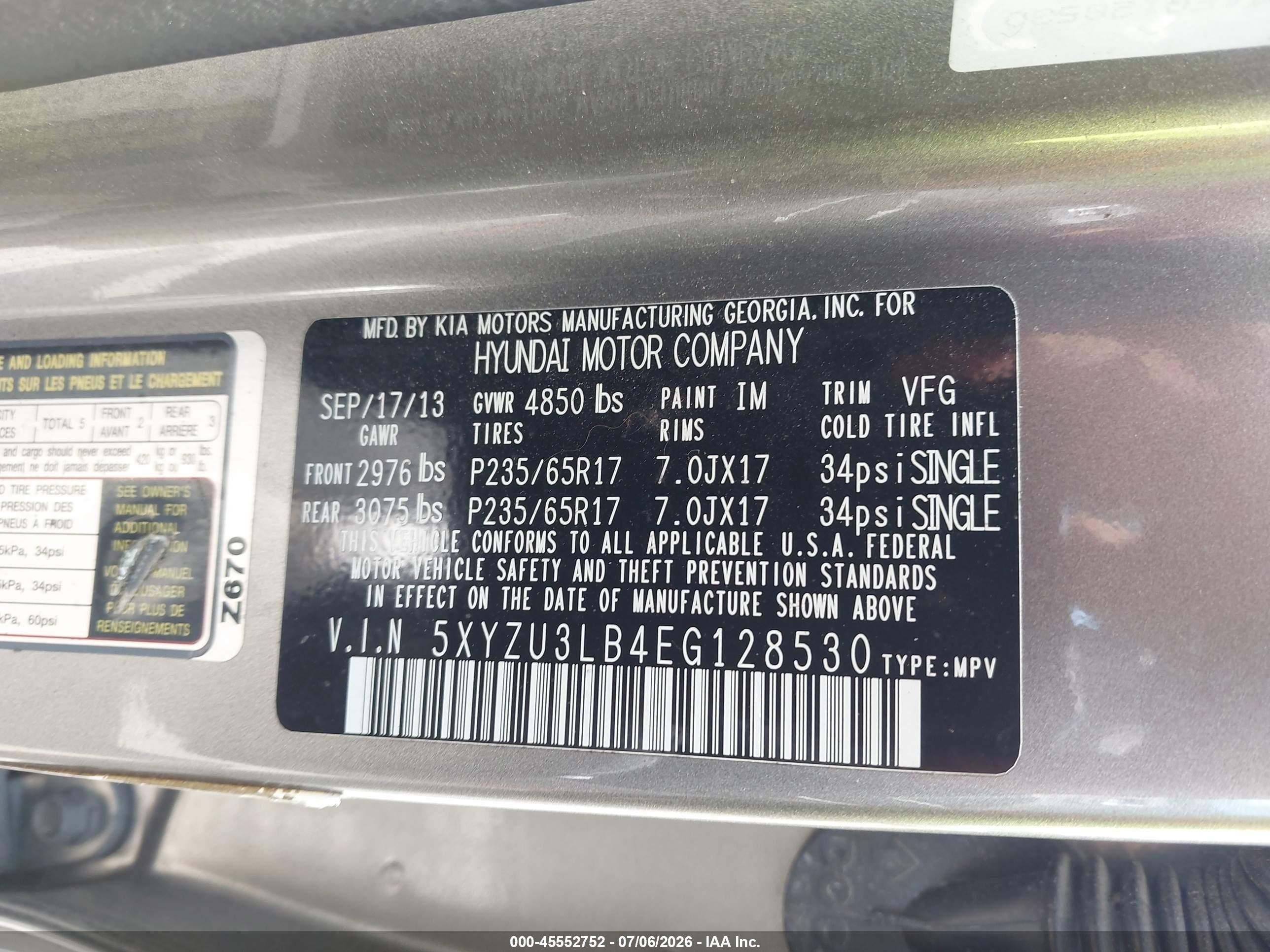 2014 Hyundai Santa Fe Sport 2.4l Gray vin: 5XYZU3LB4EG128530