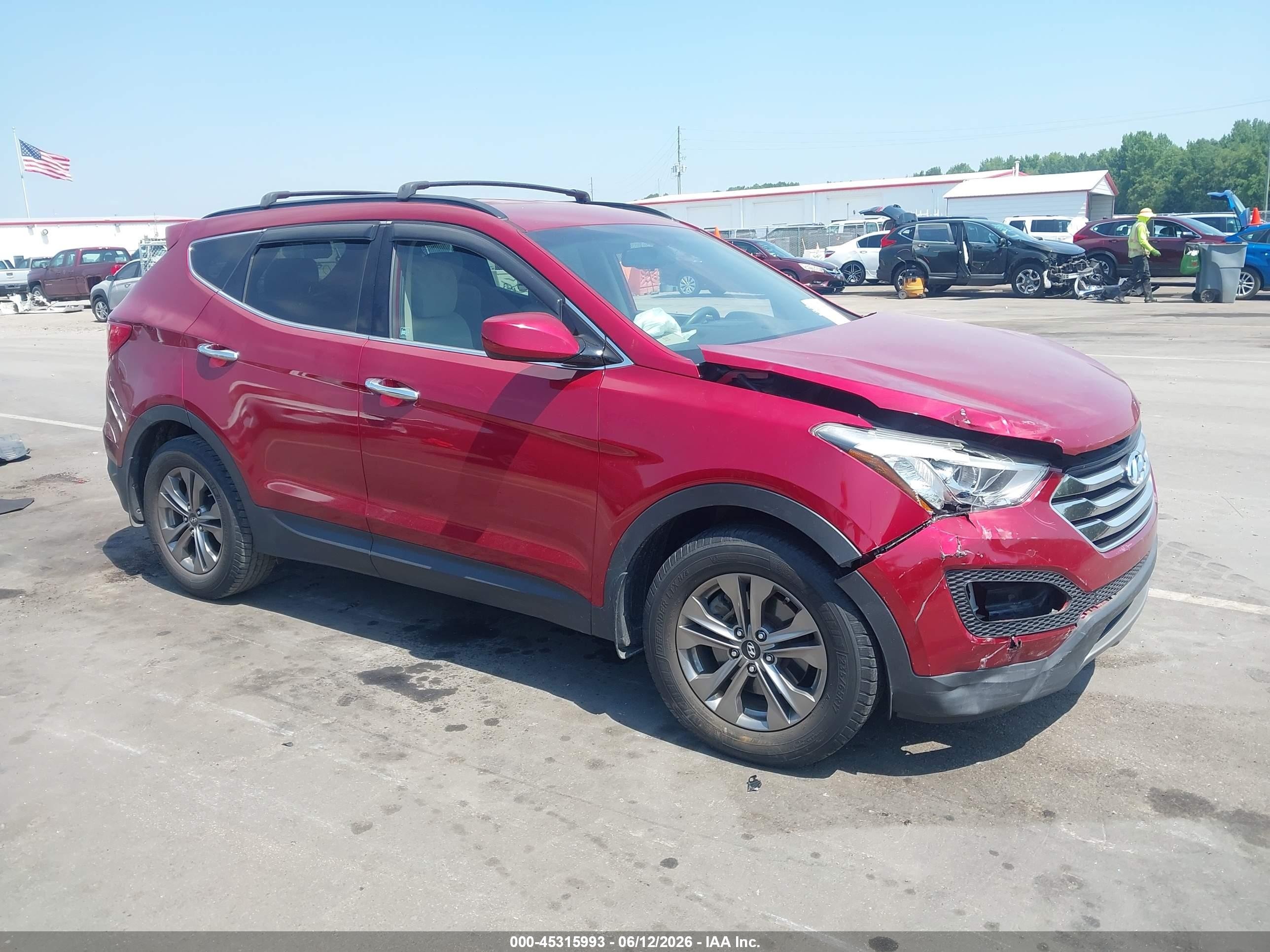 2015 Hyundai Santa Fe Sport 2.4l Red vin: 5XYZU3LB4FG250323