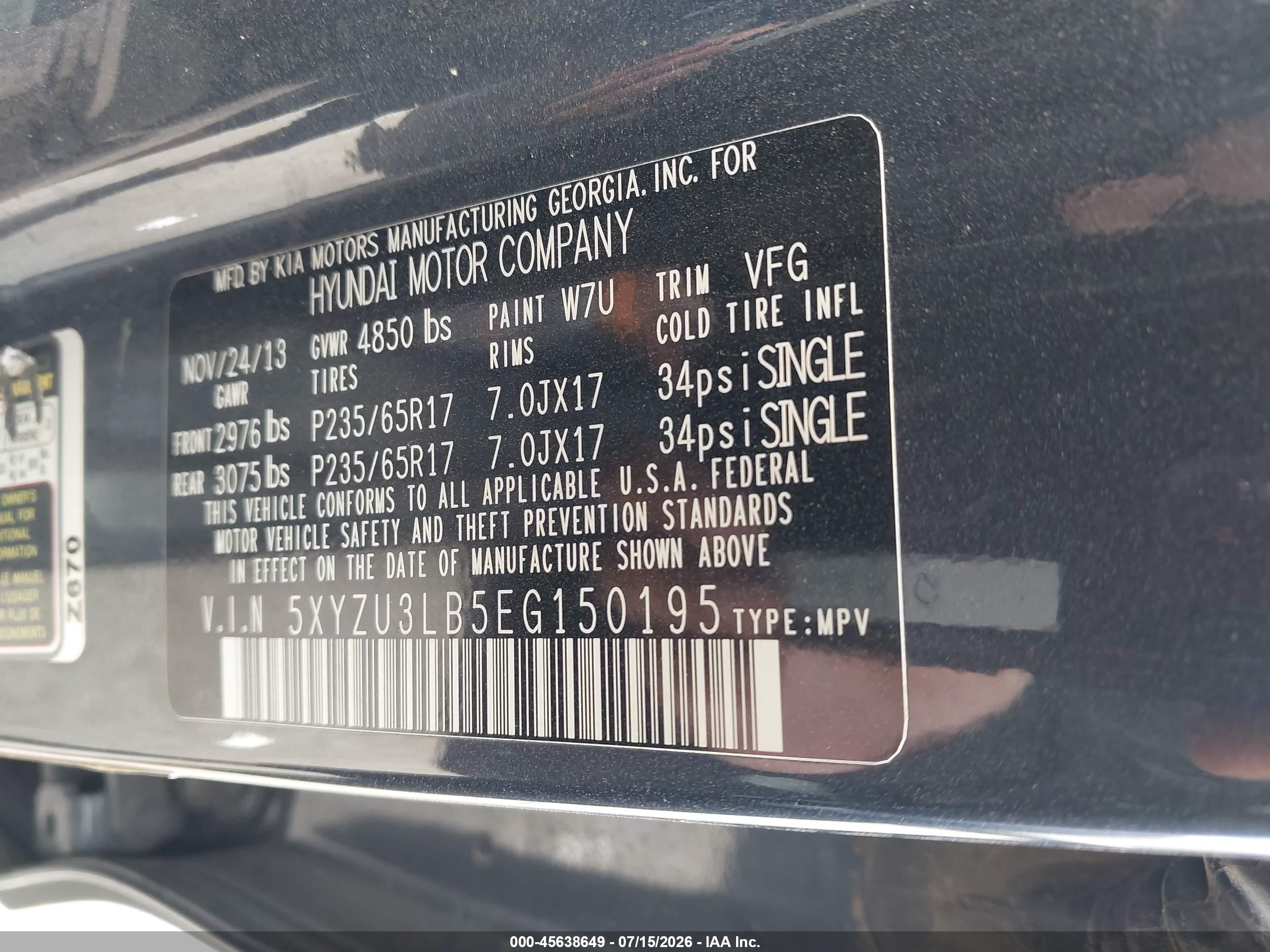 2014 Hyundai Santa Fe Sport 2.4l Gray vin: 5XYZU3LB5EG150195