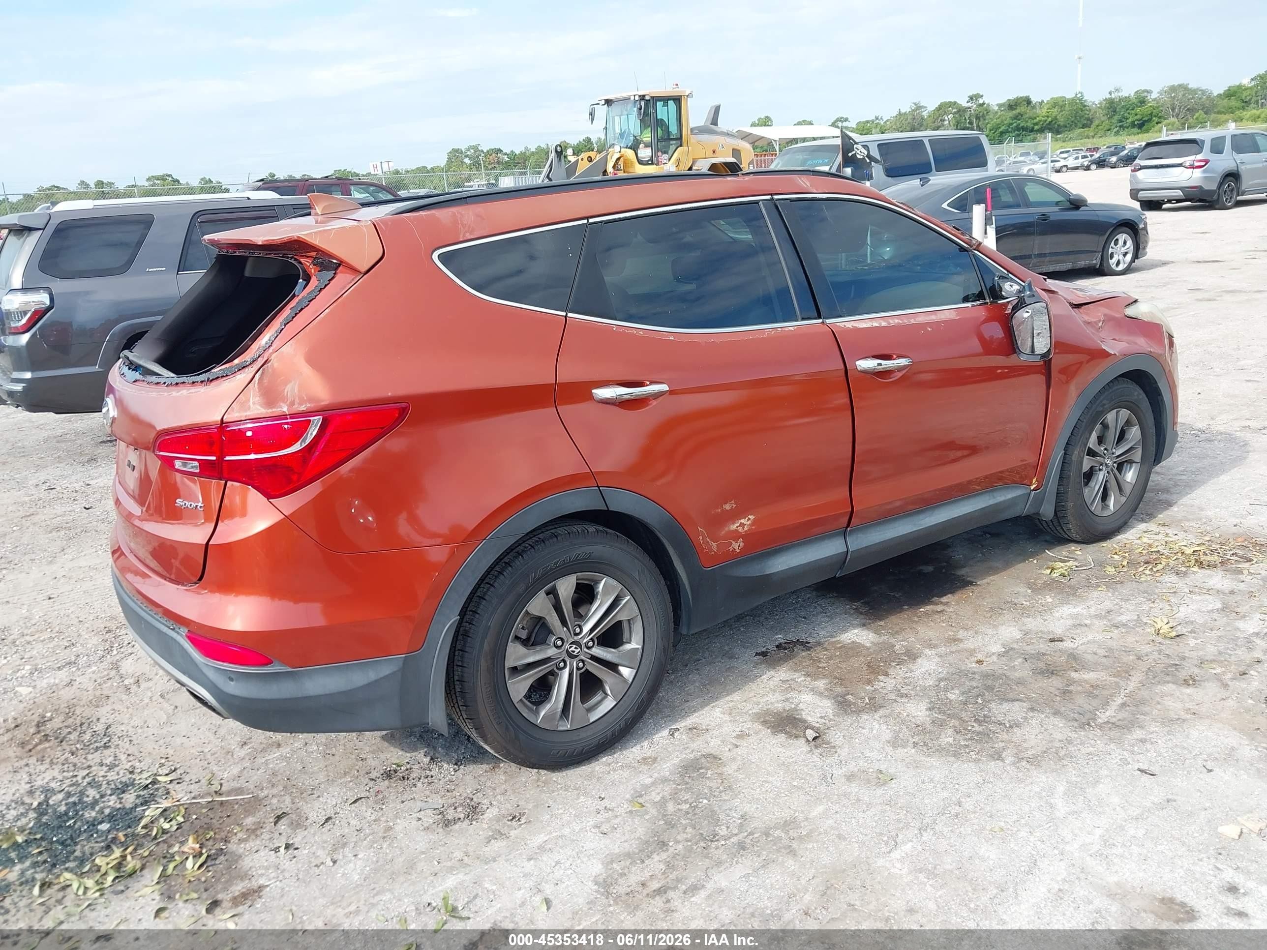 2014 Hyundai Santa Fe Sport 2.4l Orange vin: 5XYZU3LB5EG218592