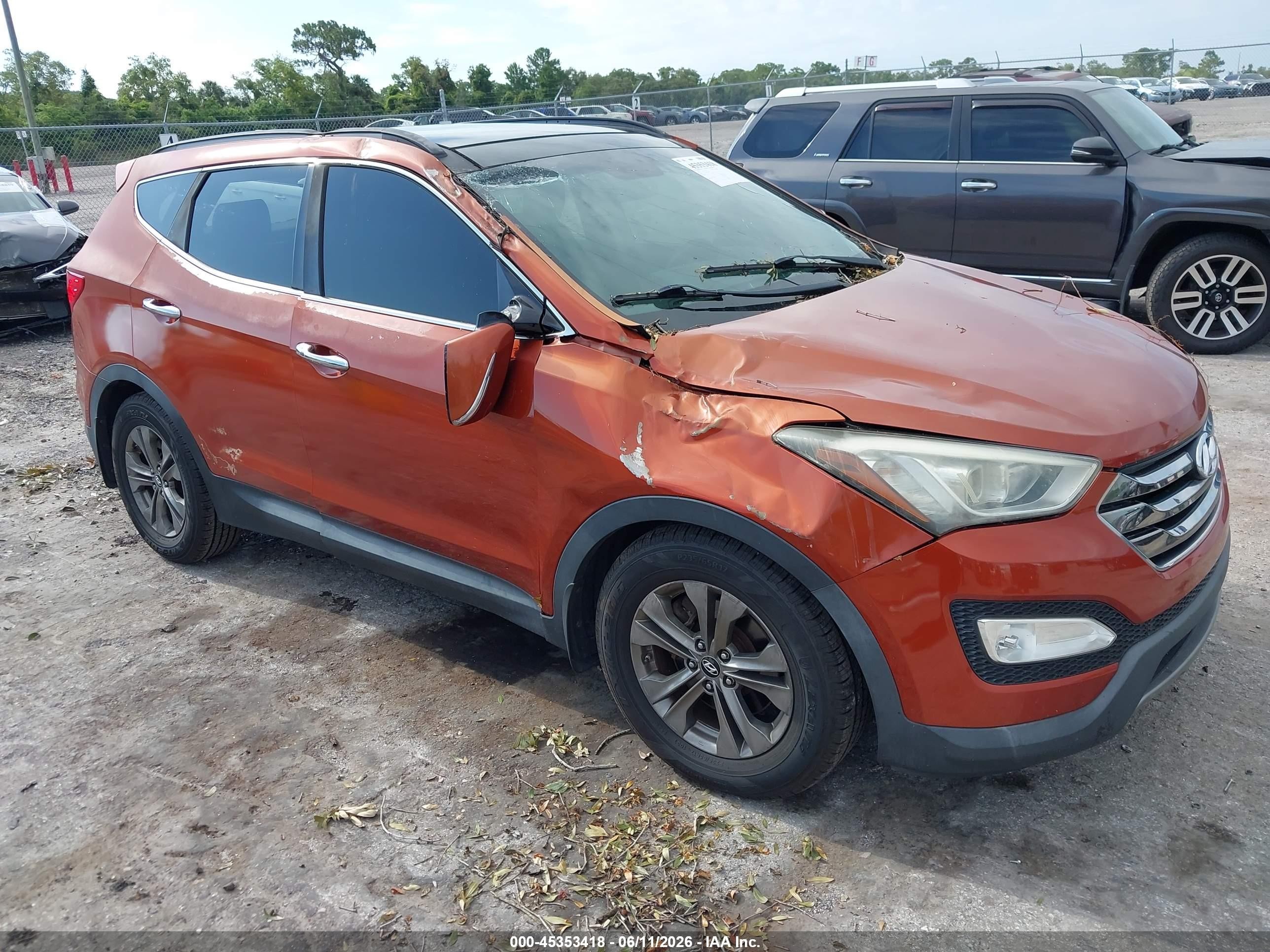 2014 Hyundai Santa Fe Sport 2.4l Orange vin: 5XYZU3LB5EG218592