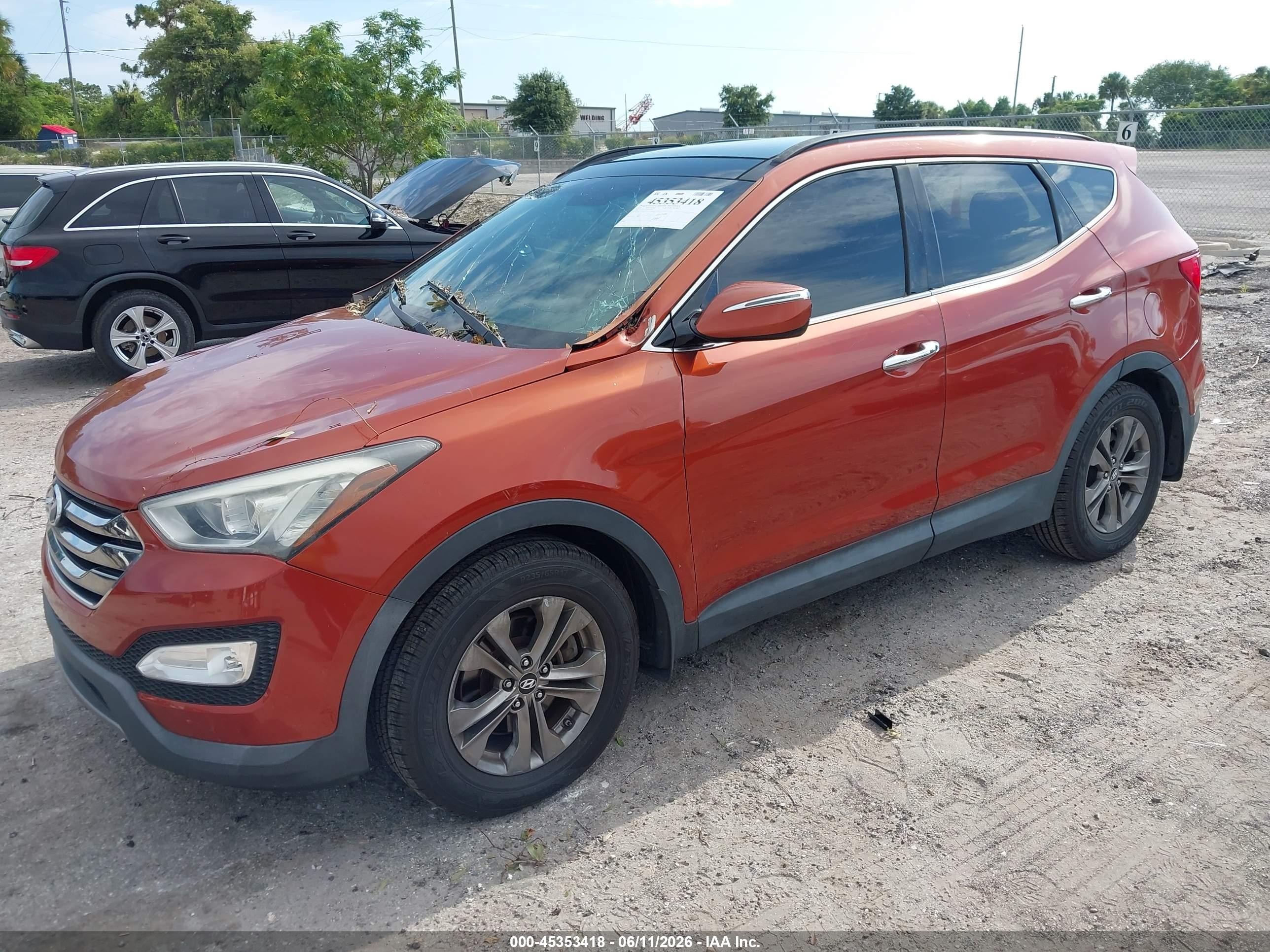 2014 Hyundai Santa Fe Sport 2.4l Orange vin: 5XYZU3LB5EG218592