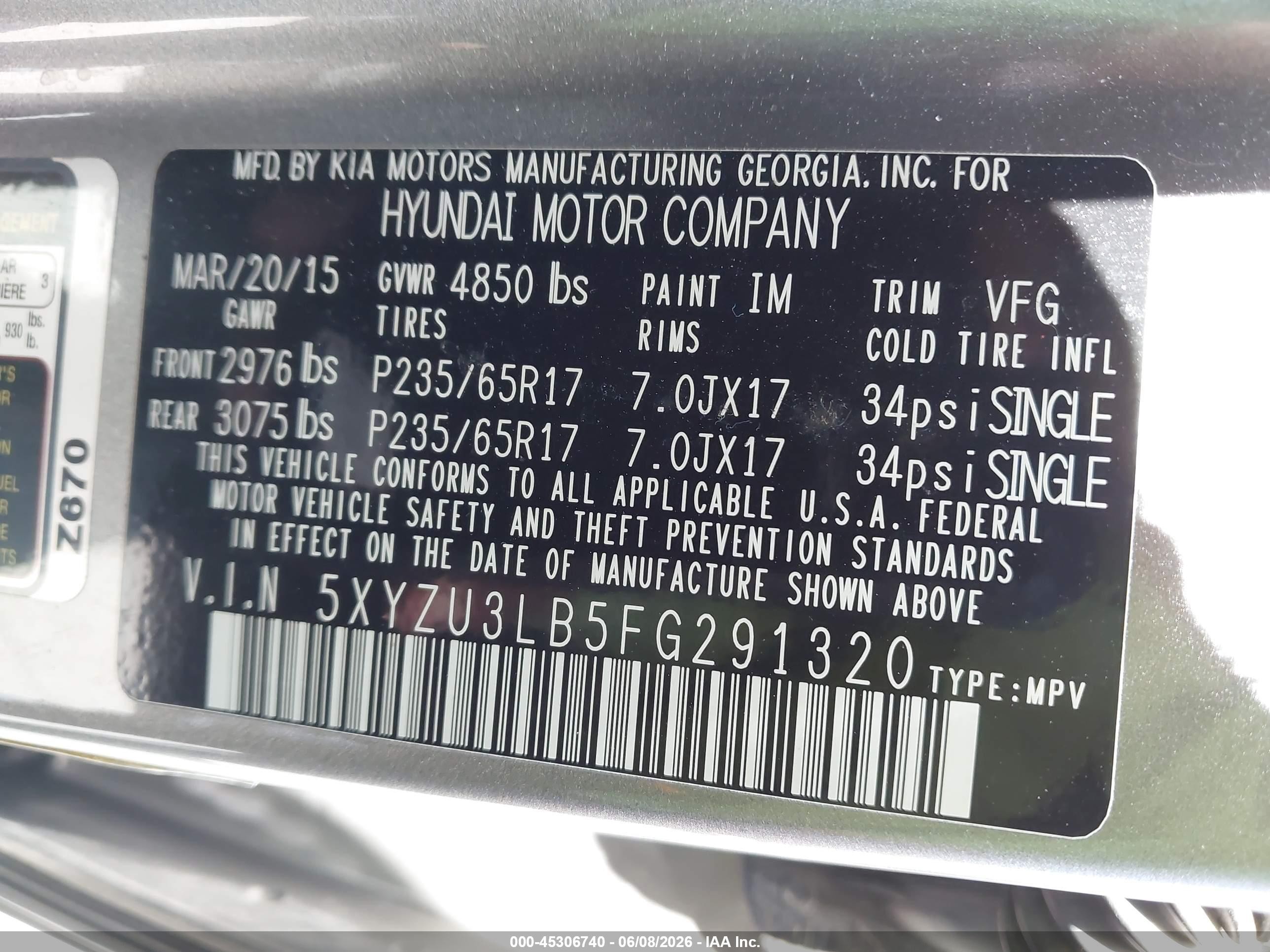 2015 Hyundai Santa Fe Sport 2.4l Gray vin: 5XYZU3LB5FG291320