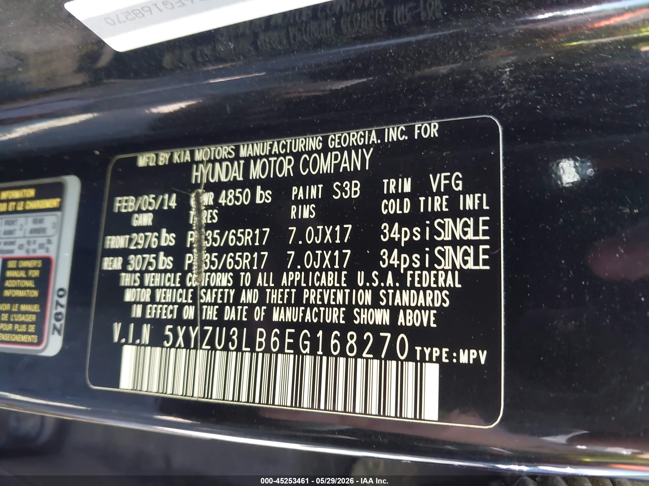 2014 Hyundai Santa Fe Sport 2.4l Black vin: 5XYZU3LB6EG168270