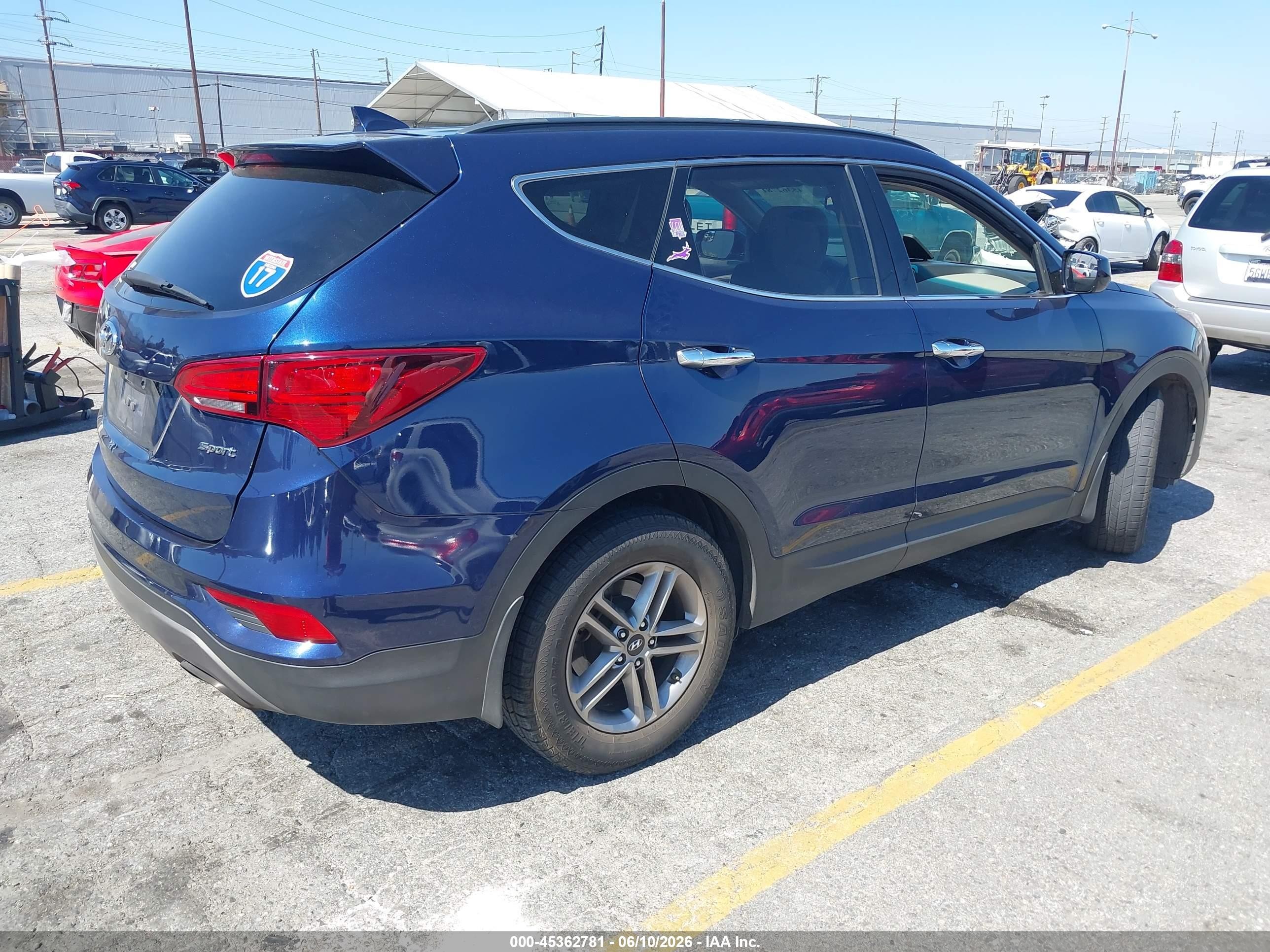 2017 Hyundai Santa Fe Sport 2.4l Blue vin: 5XYZU3LB6HG491397