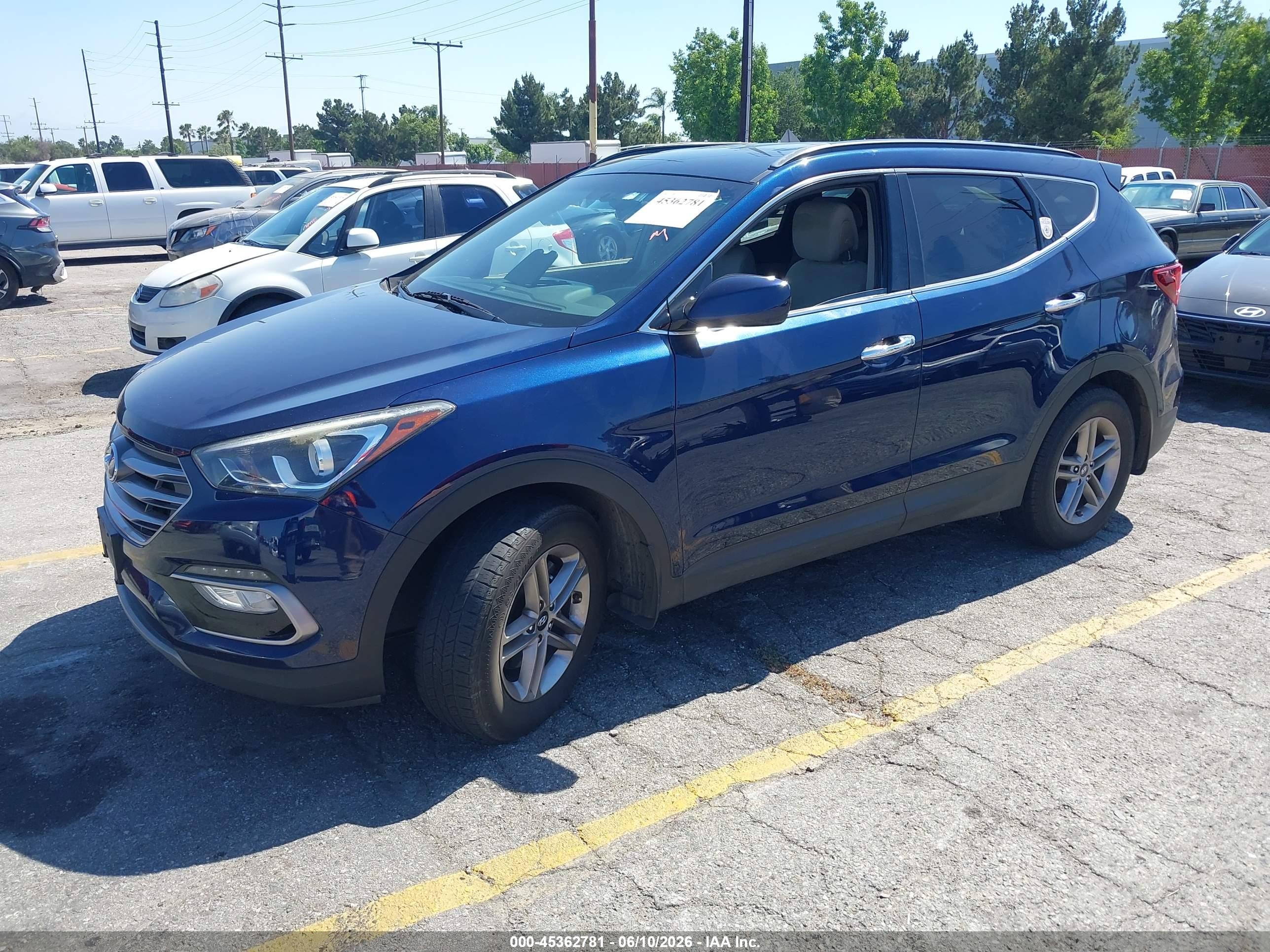 2017 Hyundai Santa Fe Sport 2.4l Blue vin: 5XYZU3LB6HG491397