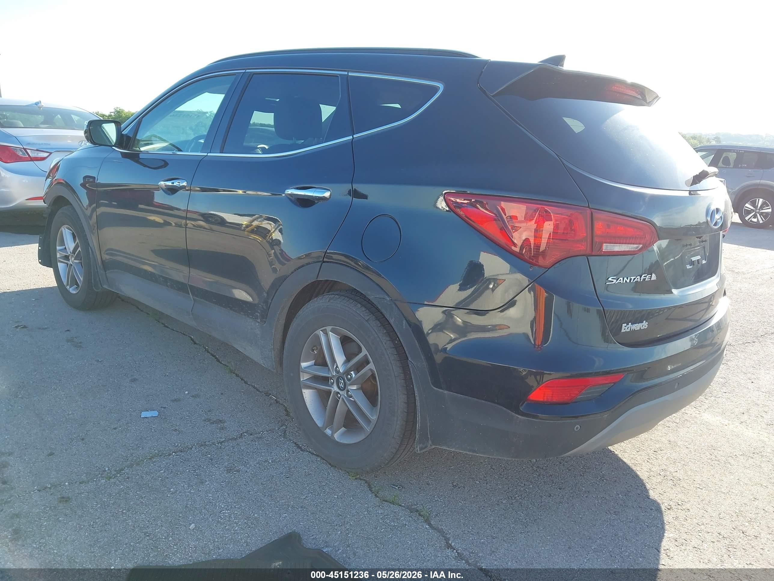 2018 Hyundai Santa Fe Sport 2.4l Черный vin: 5XYZU3LB6JG519057